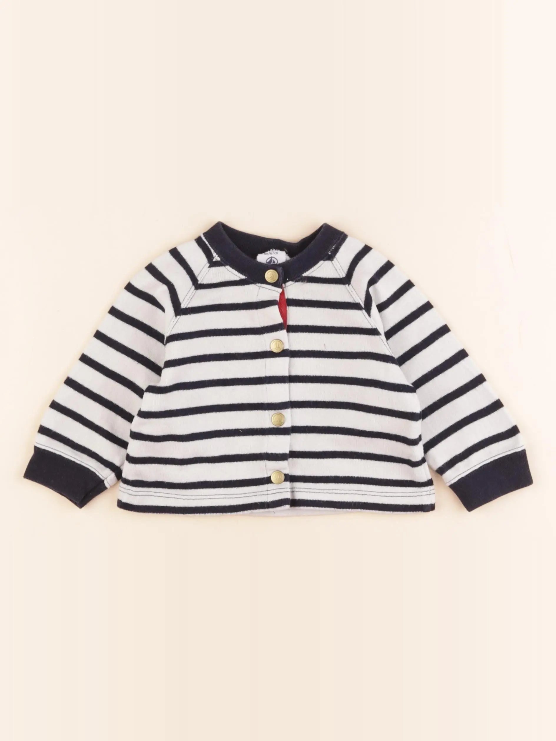 Petit Bateau - gilet bleu, blanc - 6 mois