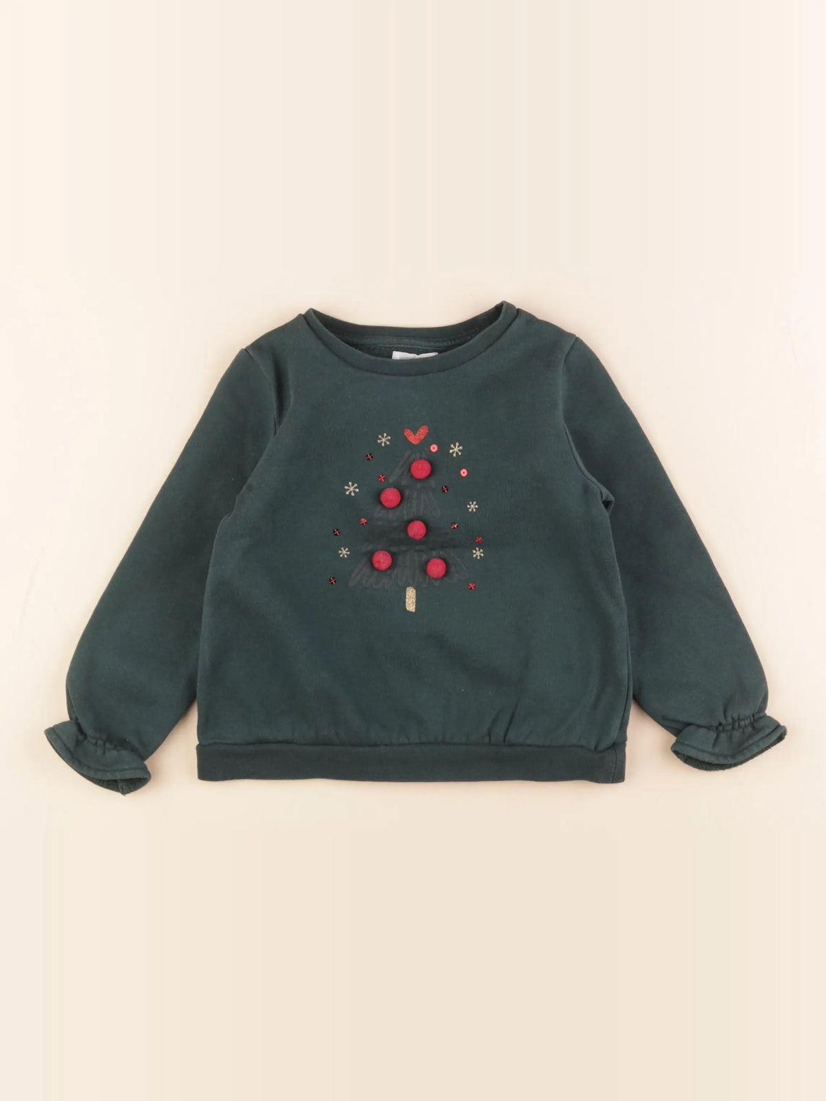 Vertbaudet - sweat vert - 3 ans