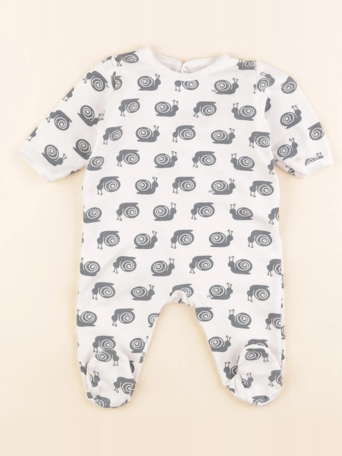 Petit Bateau - pyjama coton blanc, bleu - 3 mois