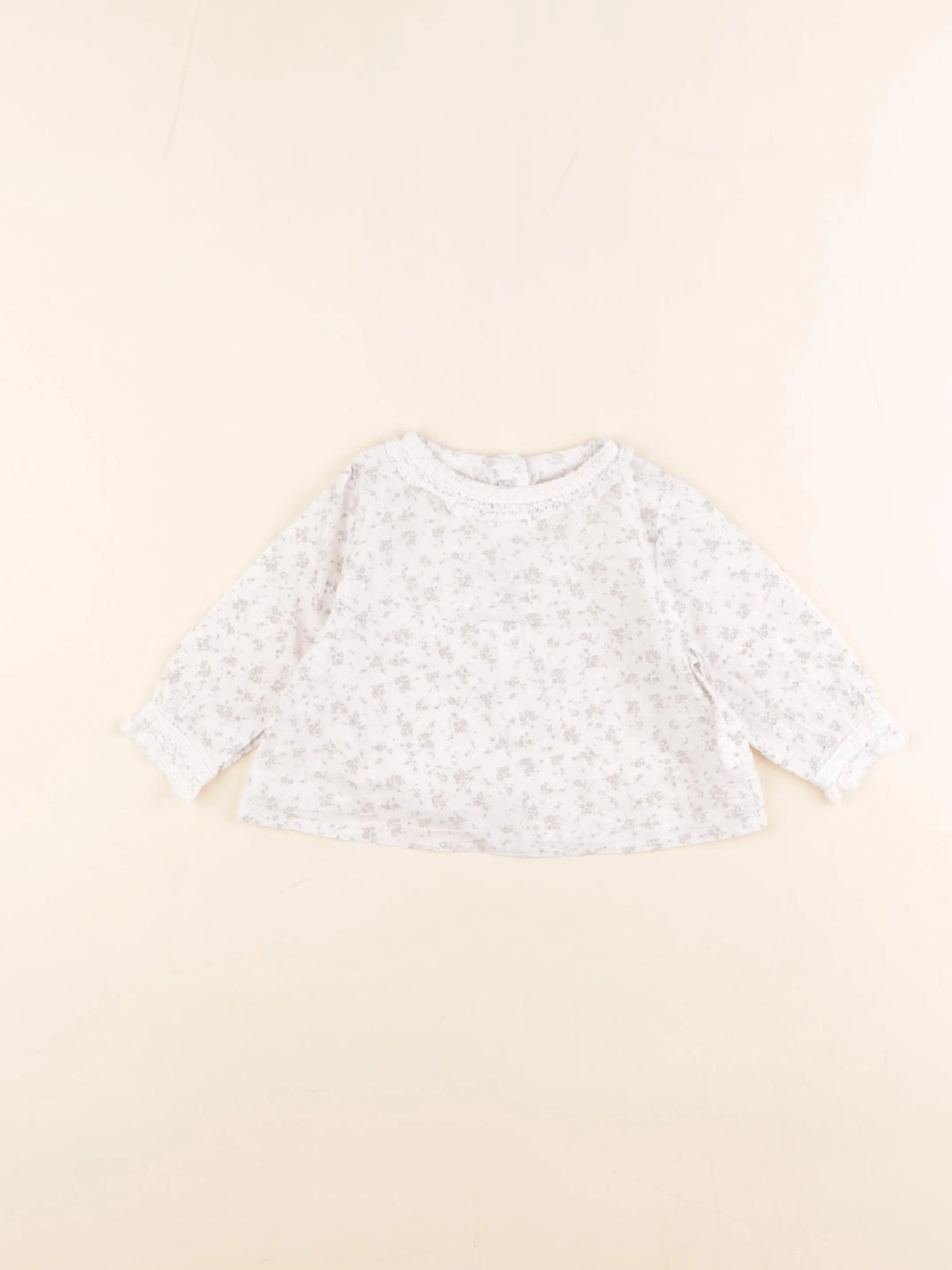 Gocco - blouse blanc, gris - 6/9 mois