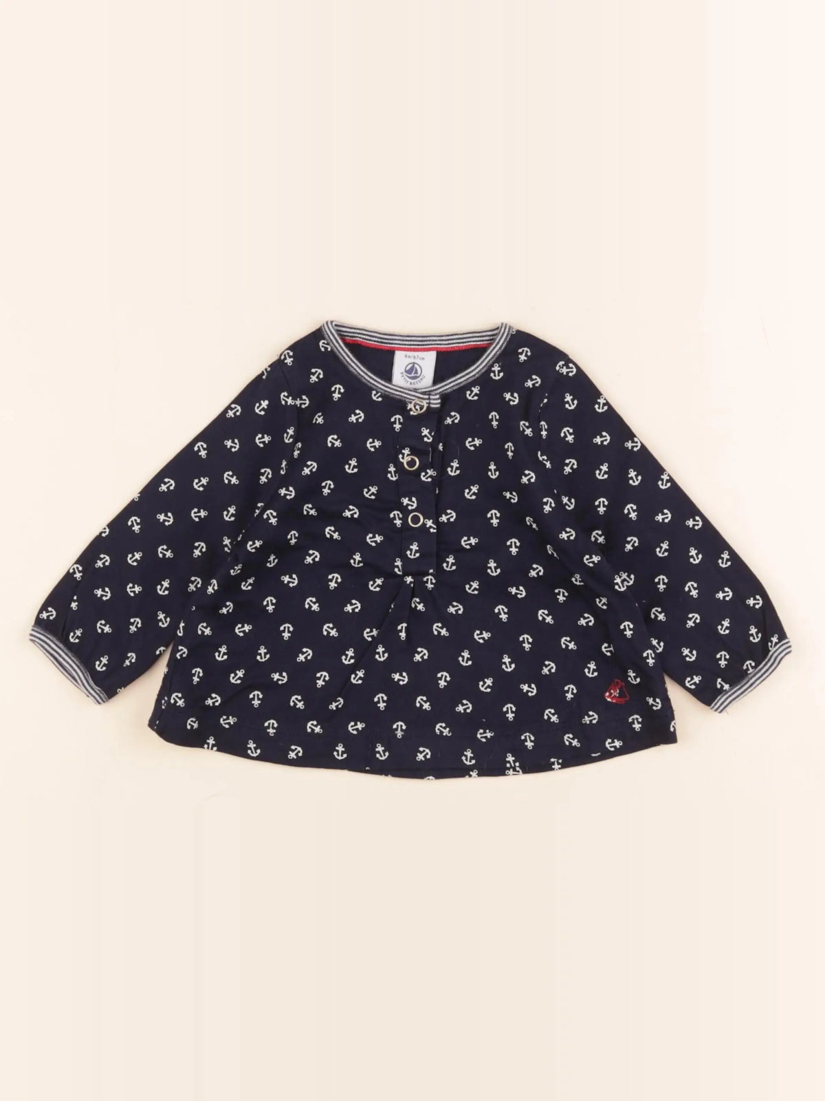 Petit Bateau - blouse bleu - 6 mois