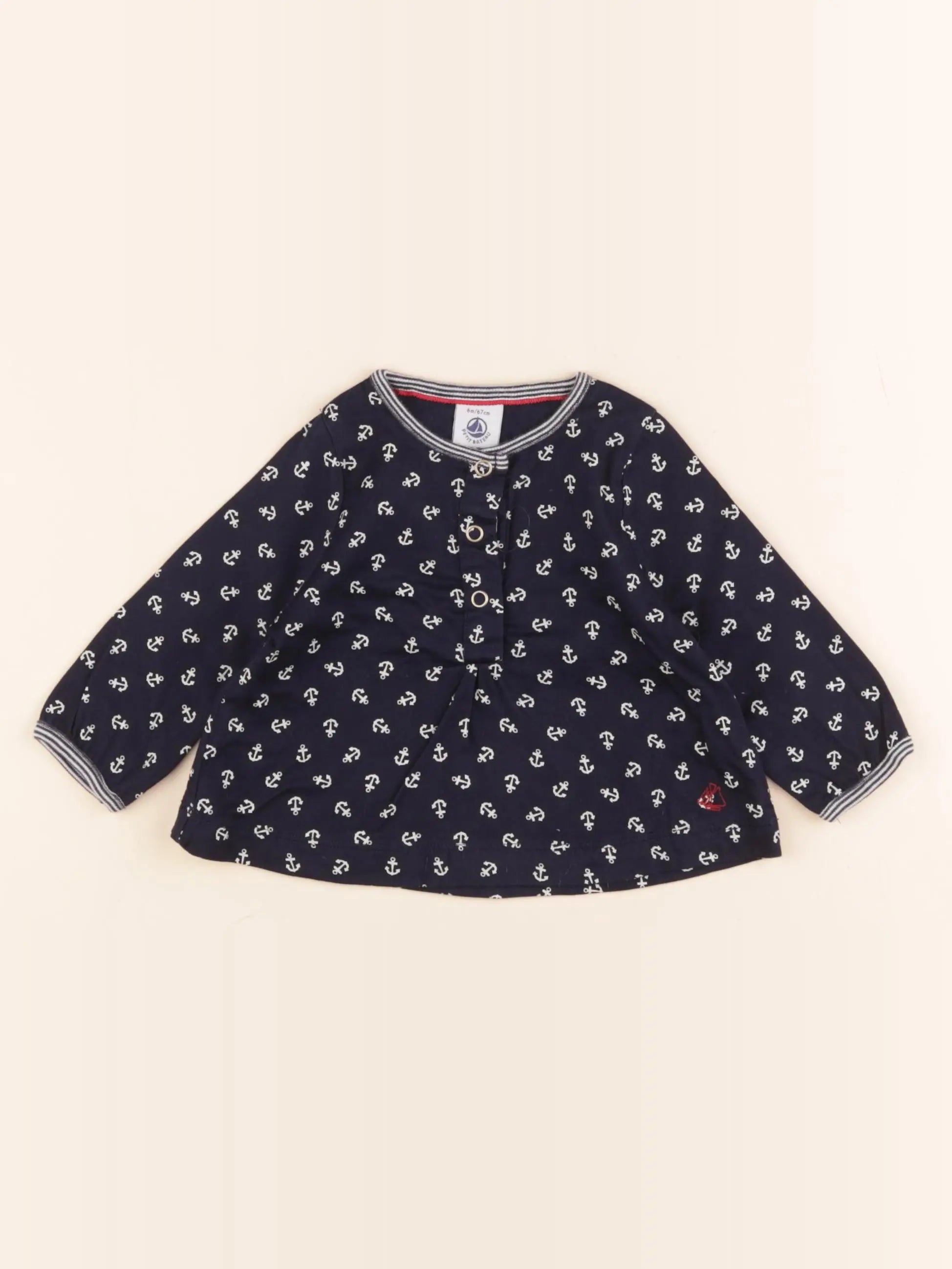 Petit Bateau - blouse bleu - 6 mois