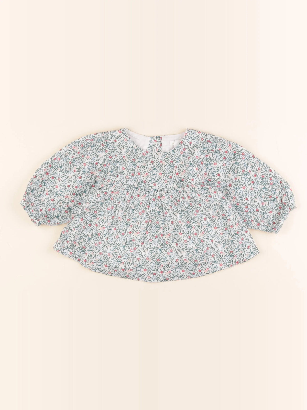 Vertbaudet - blouse blanc, vert - 9 mois