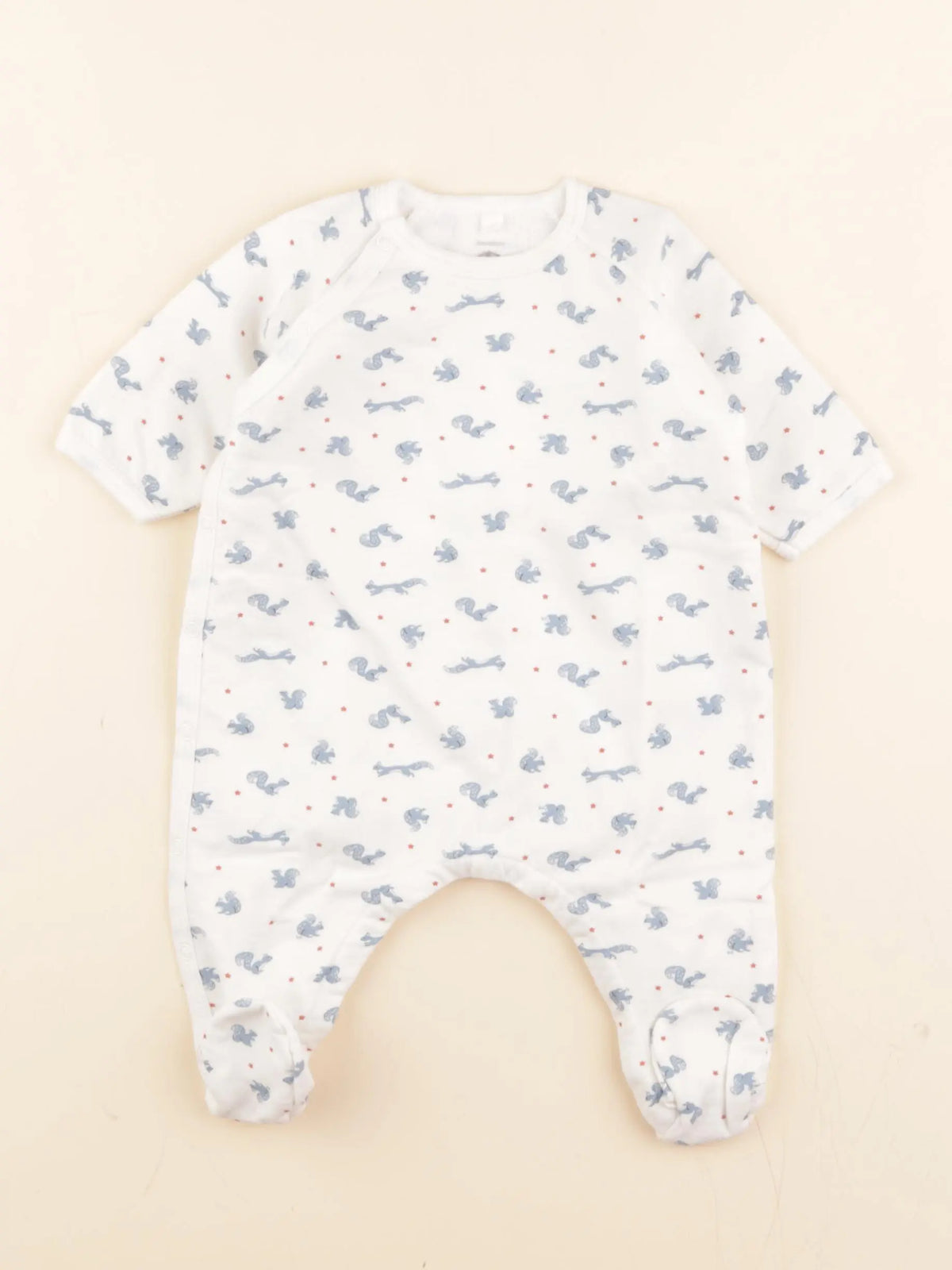 Pyjama coton blanc, bleu
