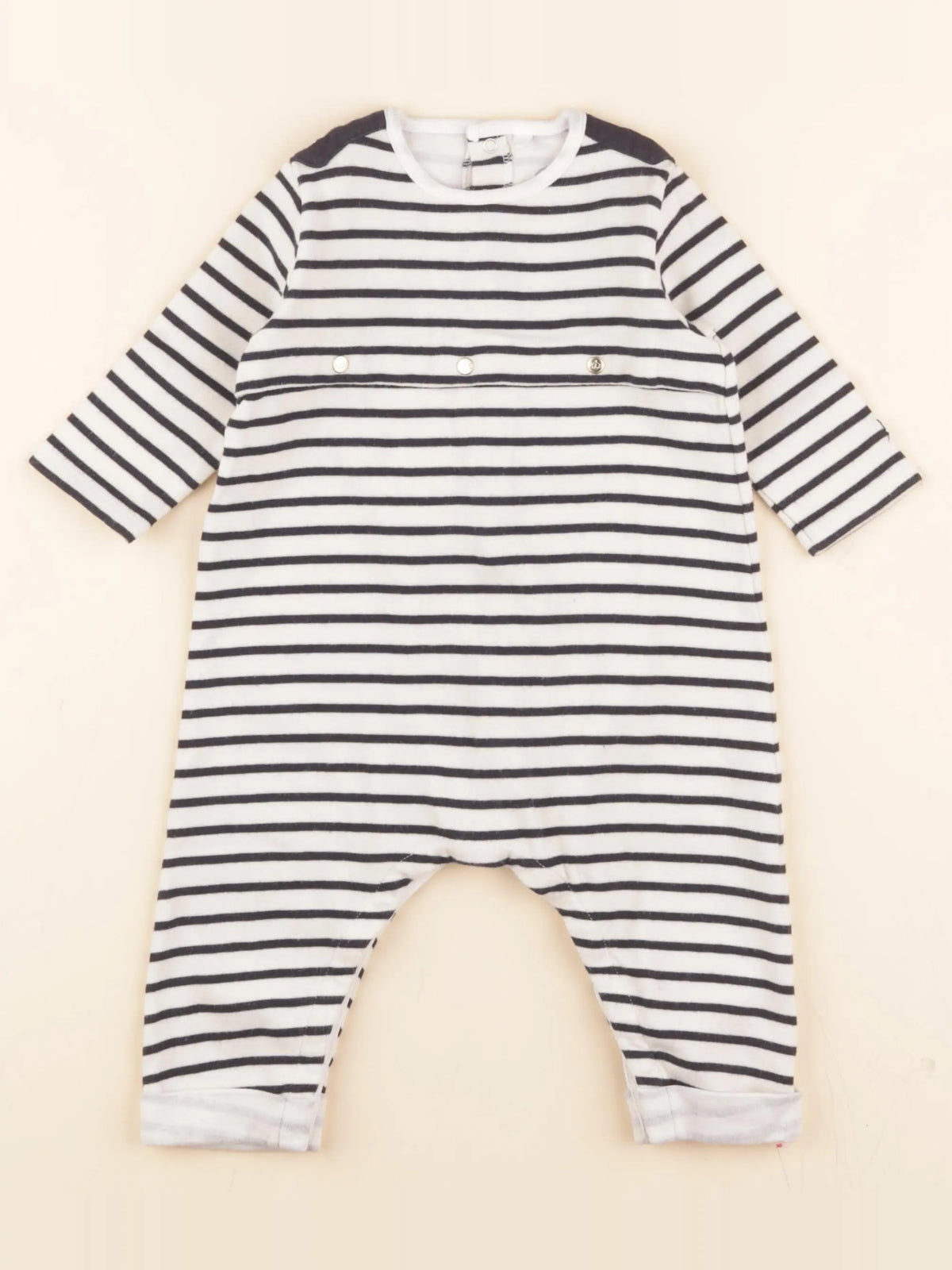 Pyjama coton beige, bleu