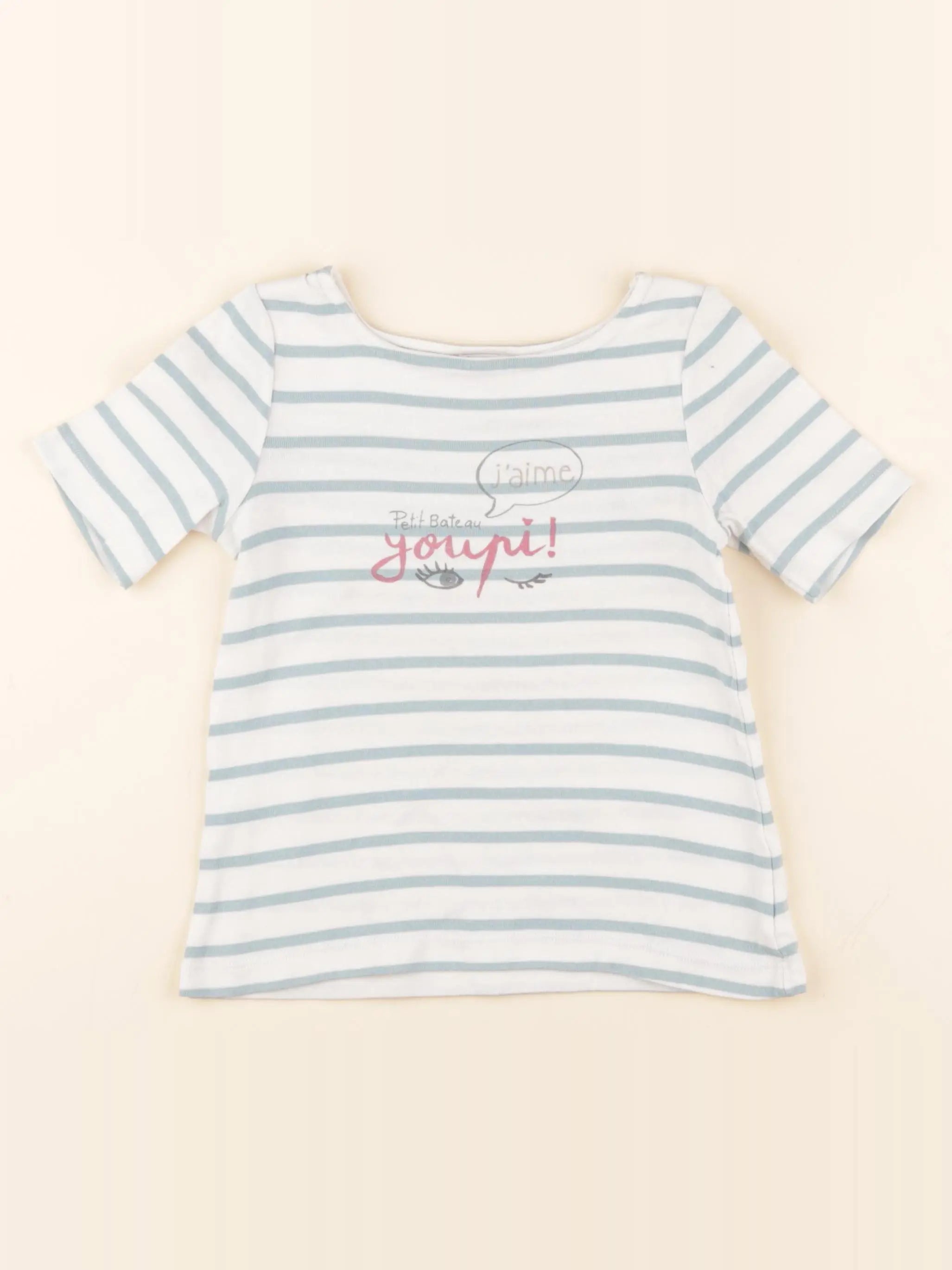 Tee-shirt blanc, bleu