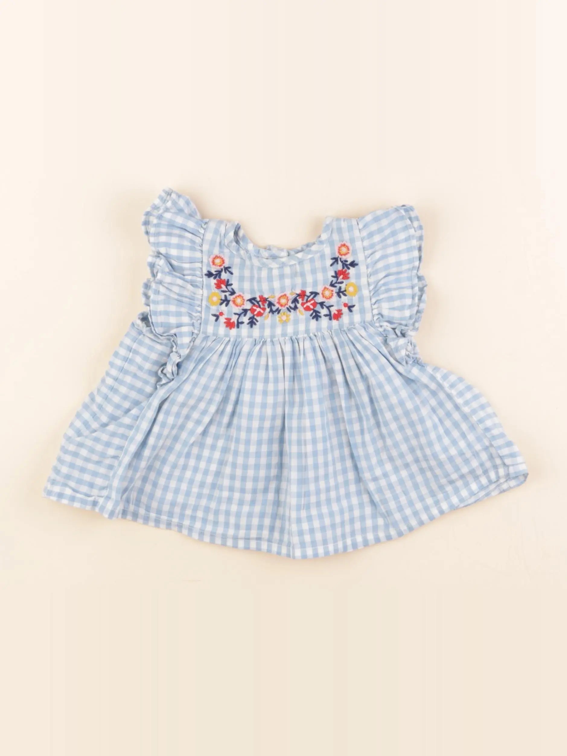 Boutchou - blouse blanc, bleu - 6 mois