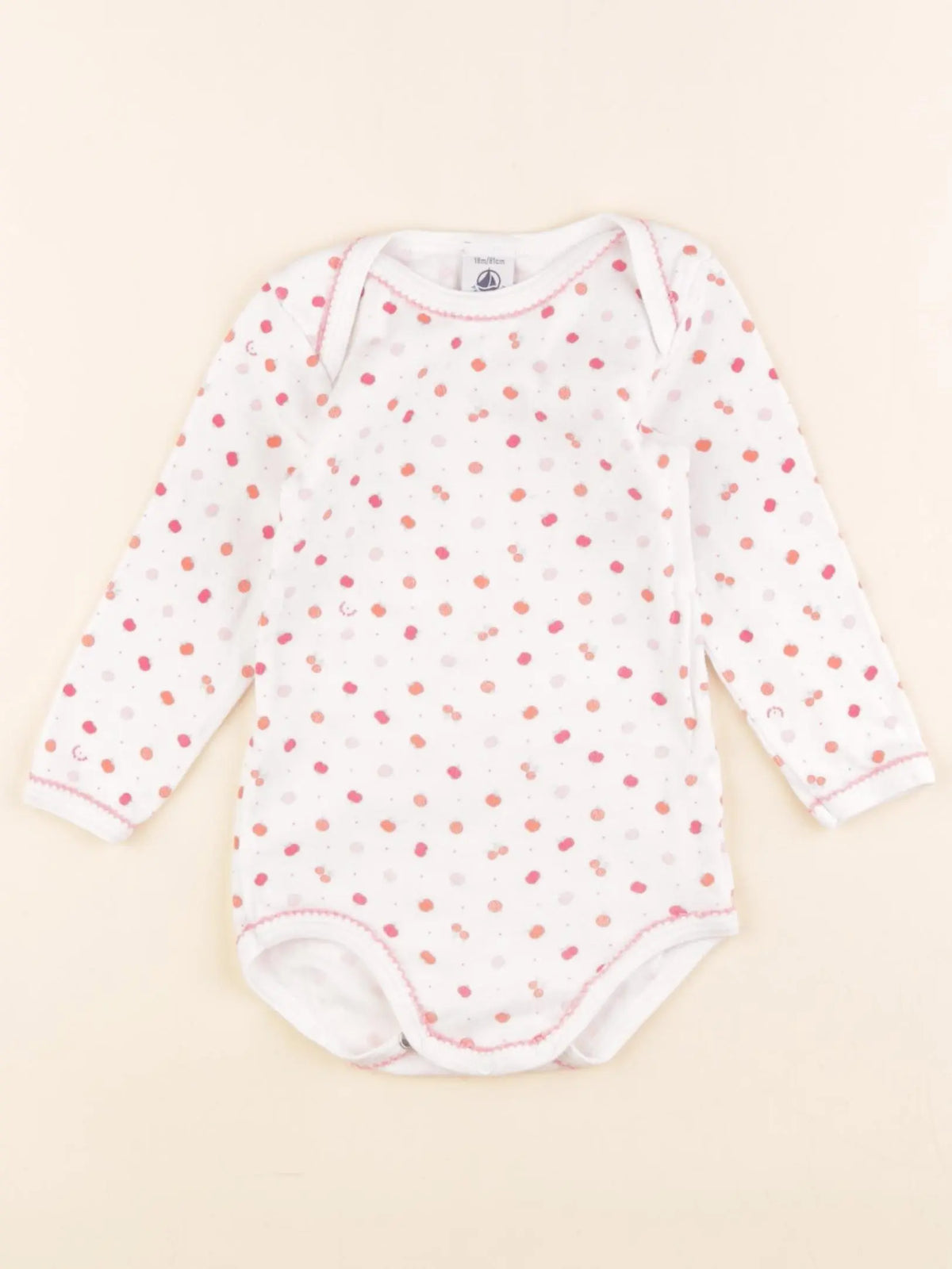 Petit Bateau - body blanc, rose - 18 mois