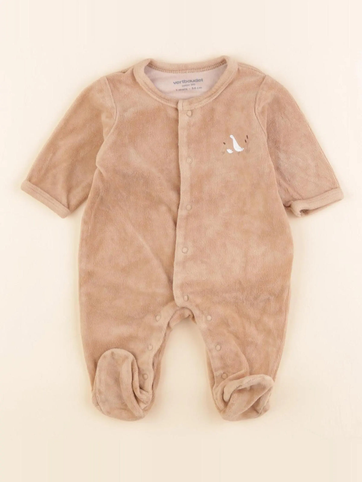 Vertbaudet - pyjama velours marron - 1 mois