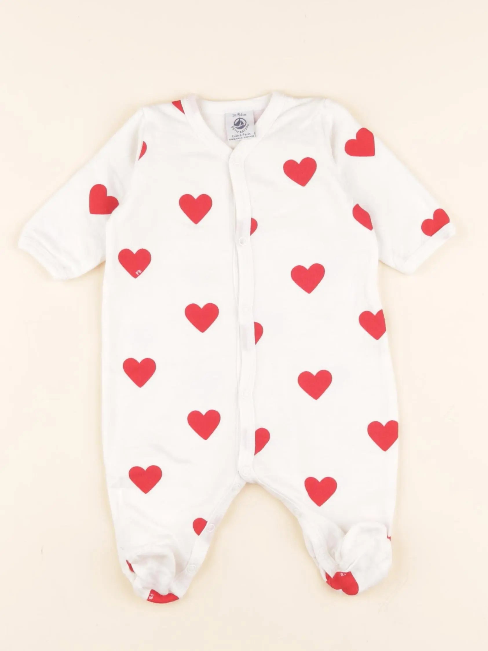 Pyjama coton blanc, rouge
