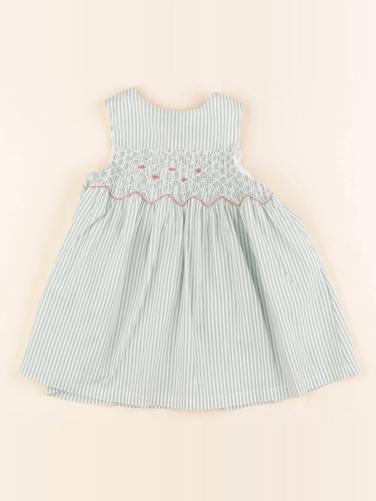 Cyrillus - robe blanc, vert - 12 mois