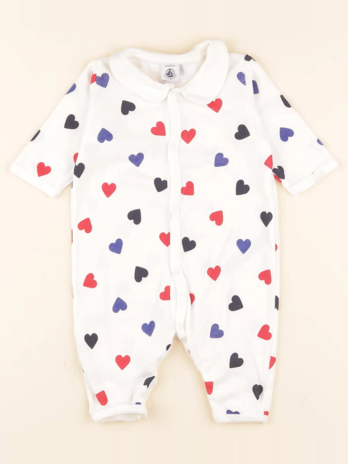 Pyjama coton blanc, bleu, rouge