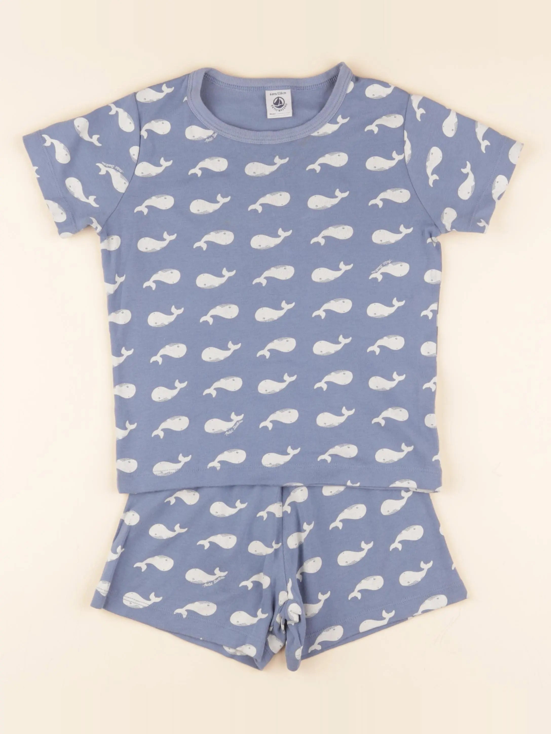 Pyjama coton bleu, blanc