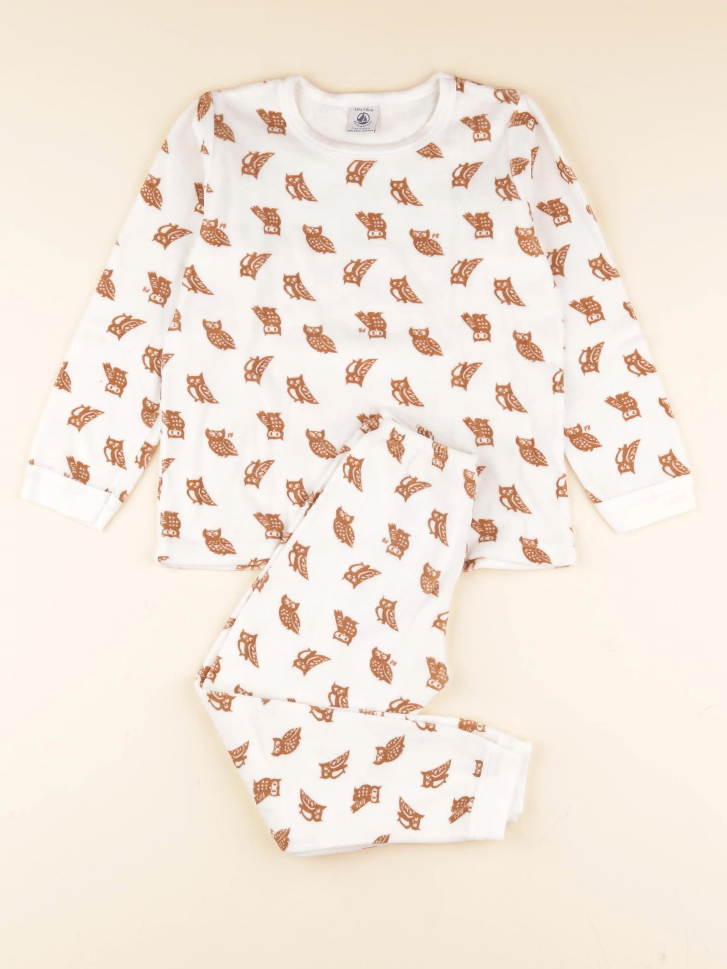 Pyjama velours blanc, marron