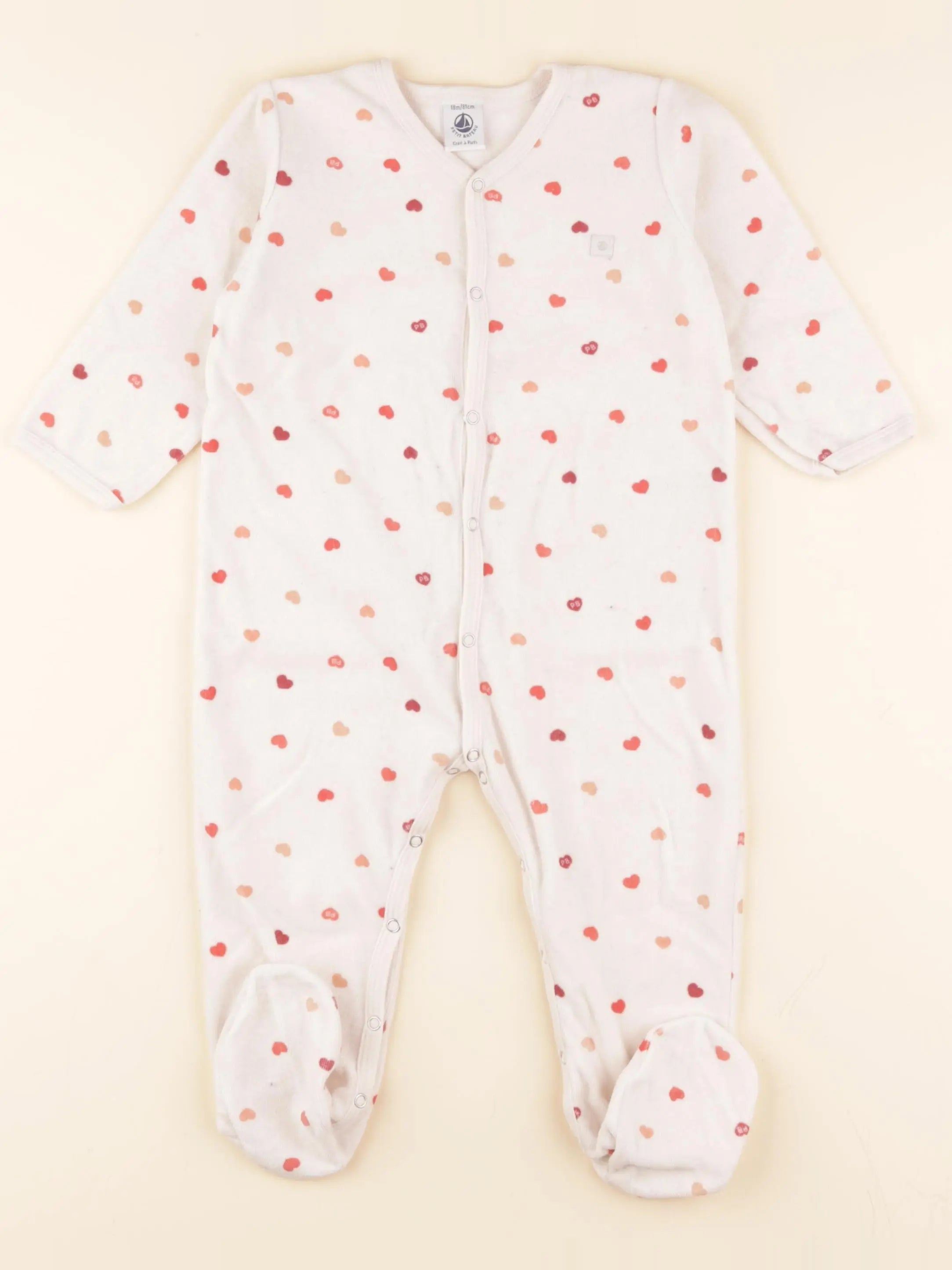 Pyjama velours beige, rouge