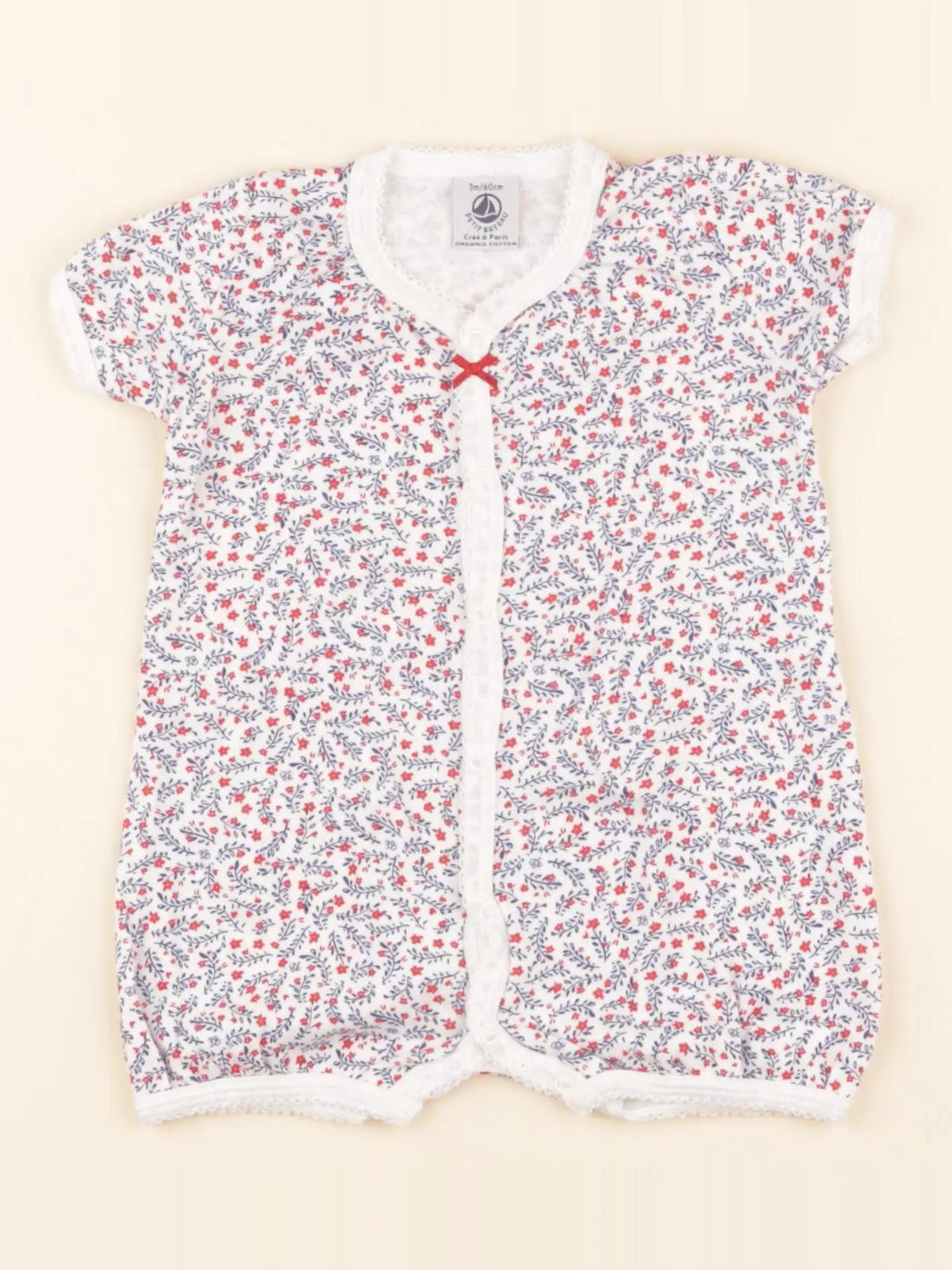 Pyjama coton blanc, bleu, rouge