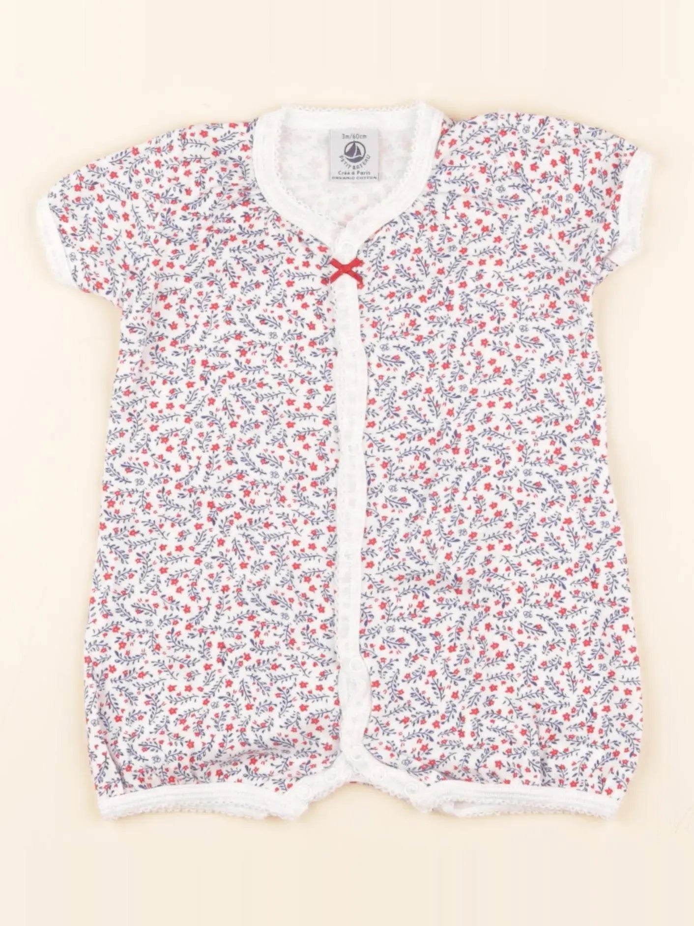 Pyjama coton blanc, bleu, rouge