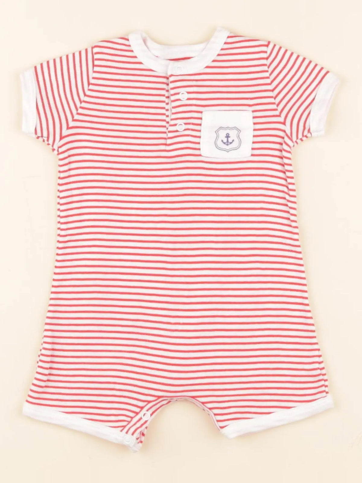 Pyjama coton blanc, rouge