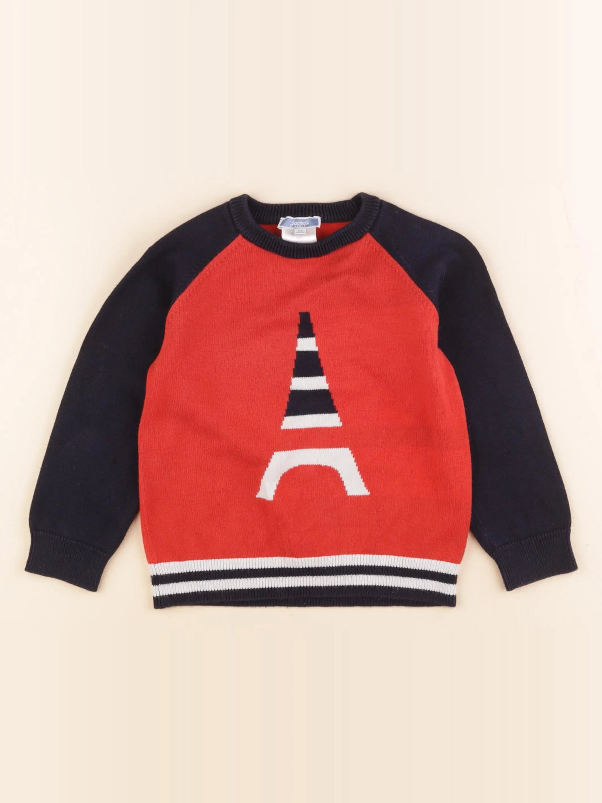 Jacadi - pull bleu, rouge - 4 ans