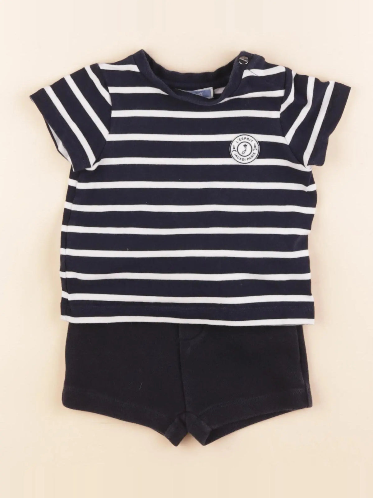 Jacadi - ensemble bleu, blanc - 6 mois
