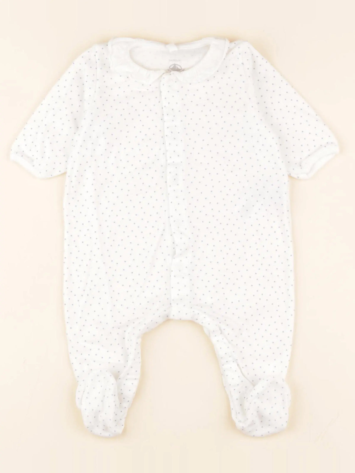 Pyjama coton blanc, bleu