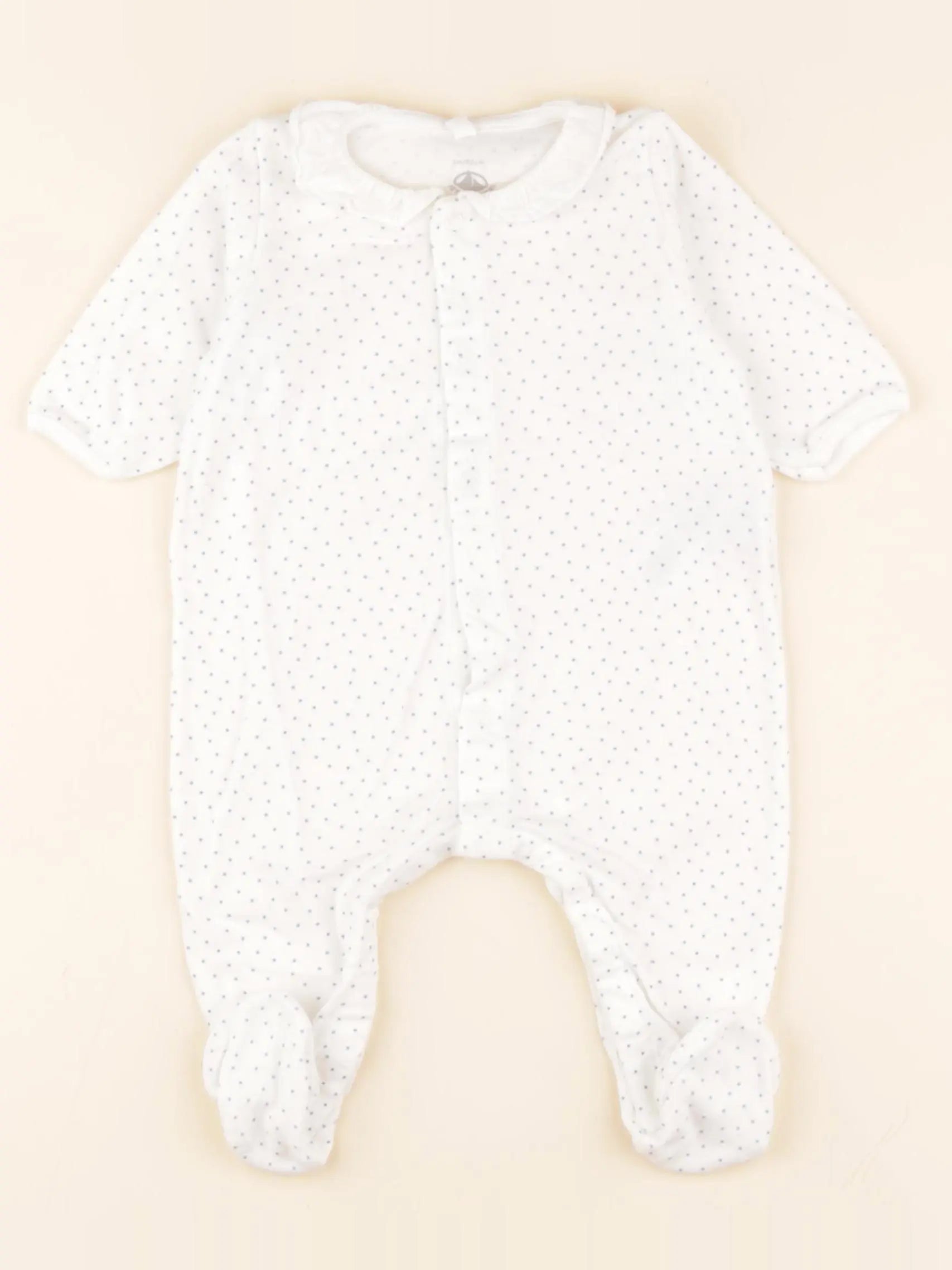 Pyjama coton blanc, bleu