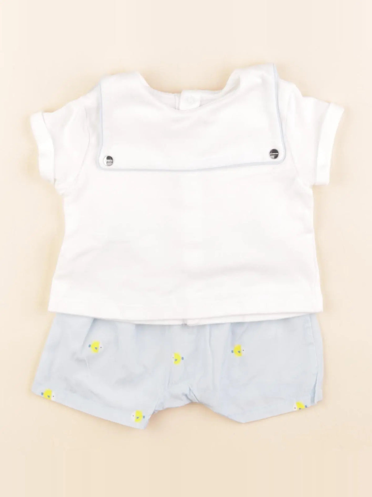 Jacadi - ensemble blanc, bleu - 6 mois