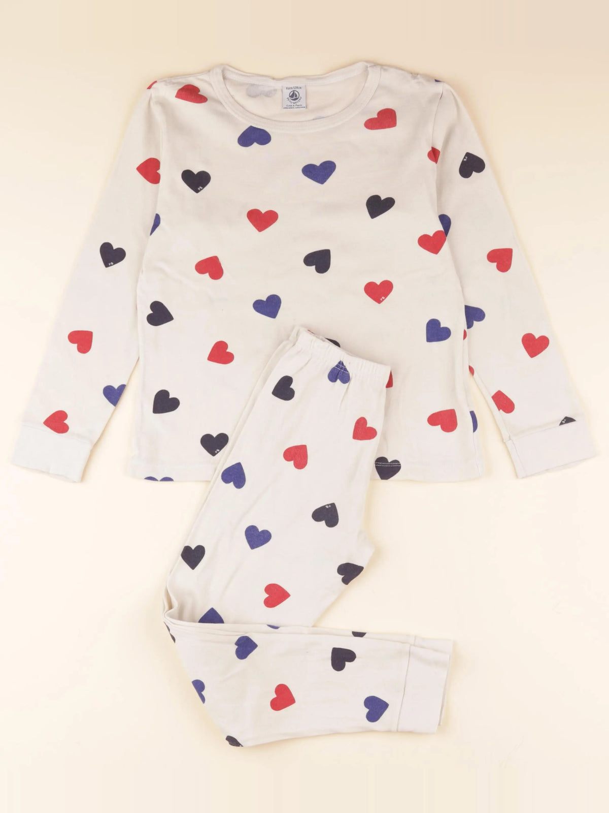 Pyjama coton beige, bleu, rouge
