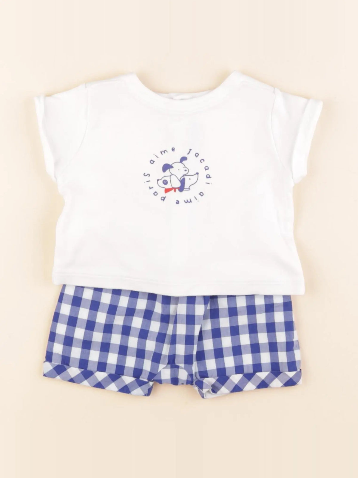 Jacadi - ensemble bleu, blanc - 6 mois