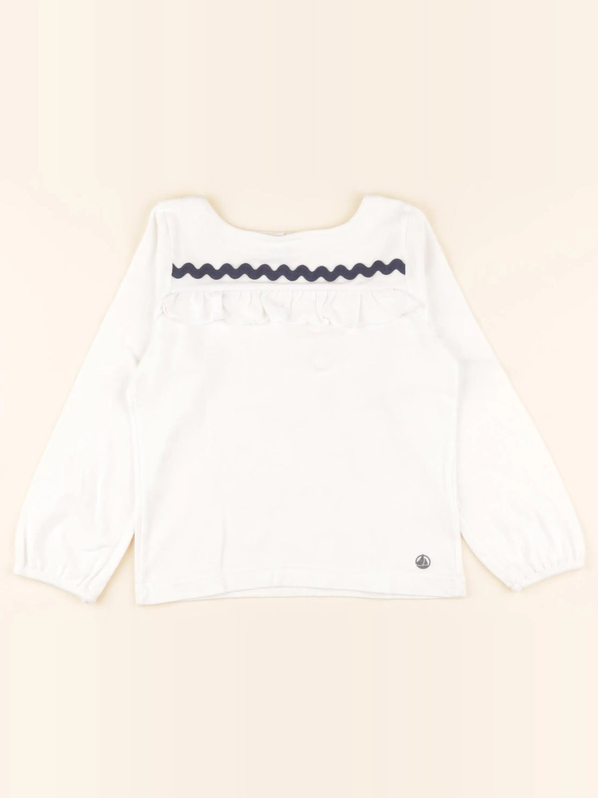 Tee-shirt beige, bleu