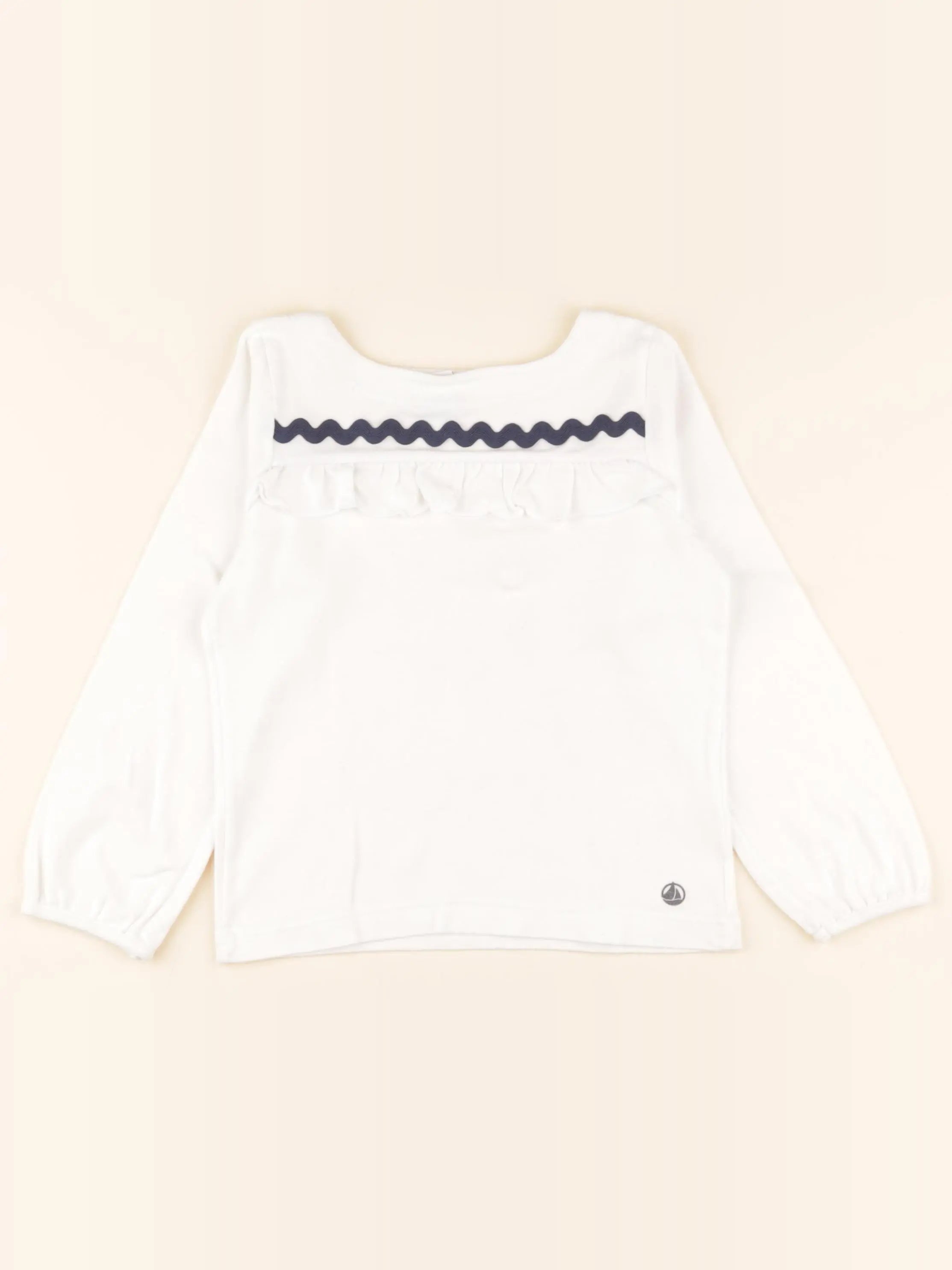 Tee-shirt beige, bleu