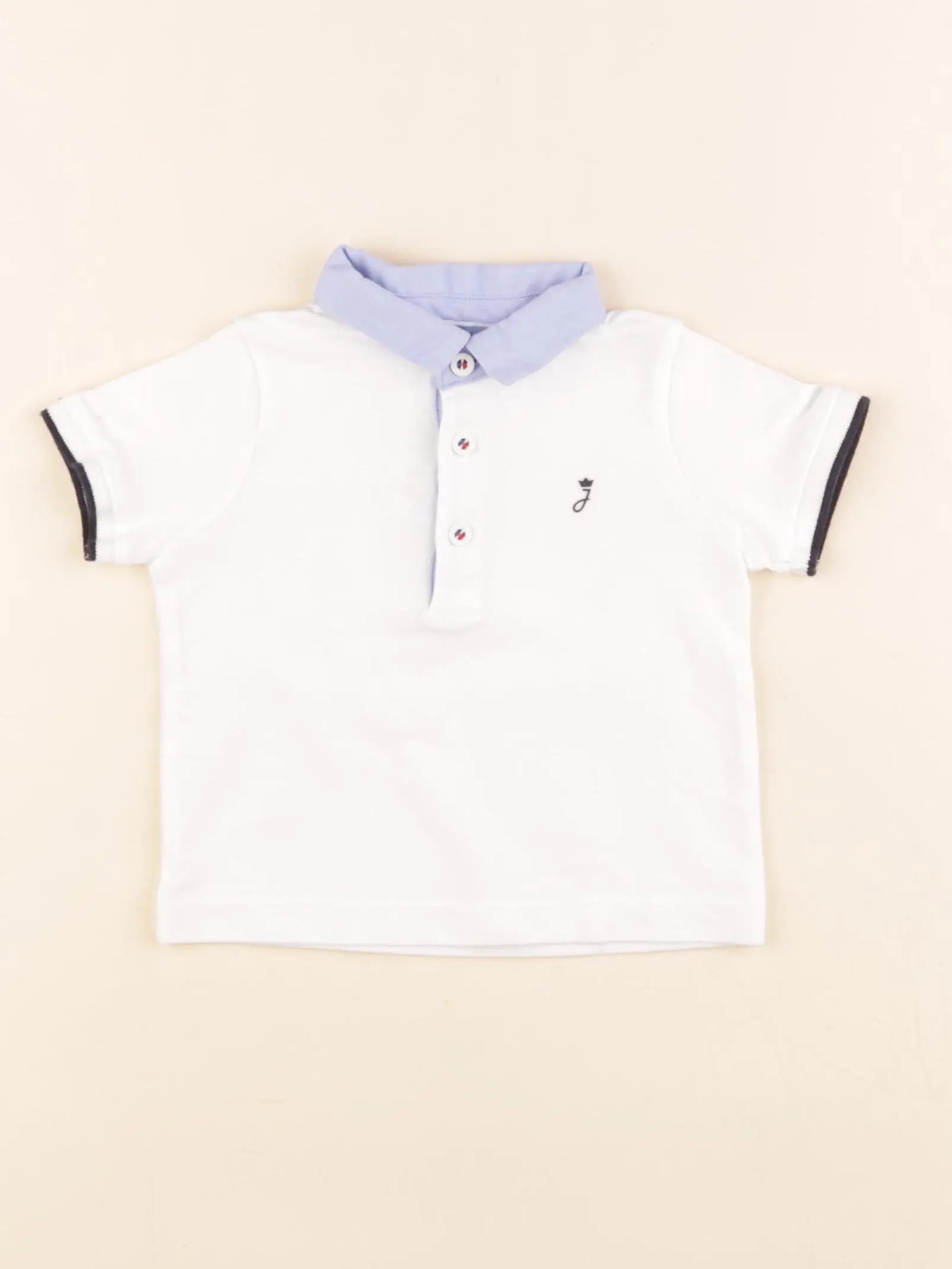 Jacadi - polo blanc, bleu - 6 mois