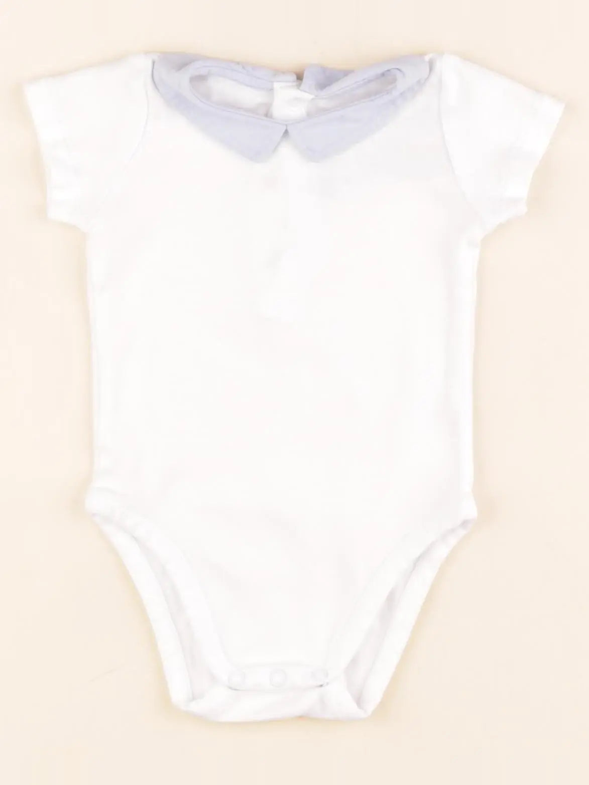 Jacadi - body à col blanc, bleu - 6 mois