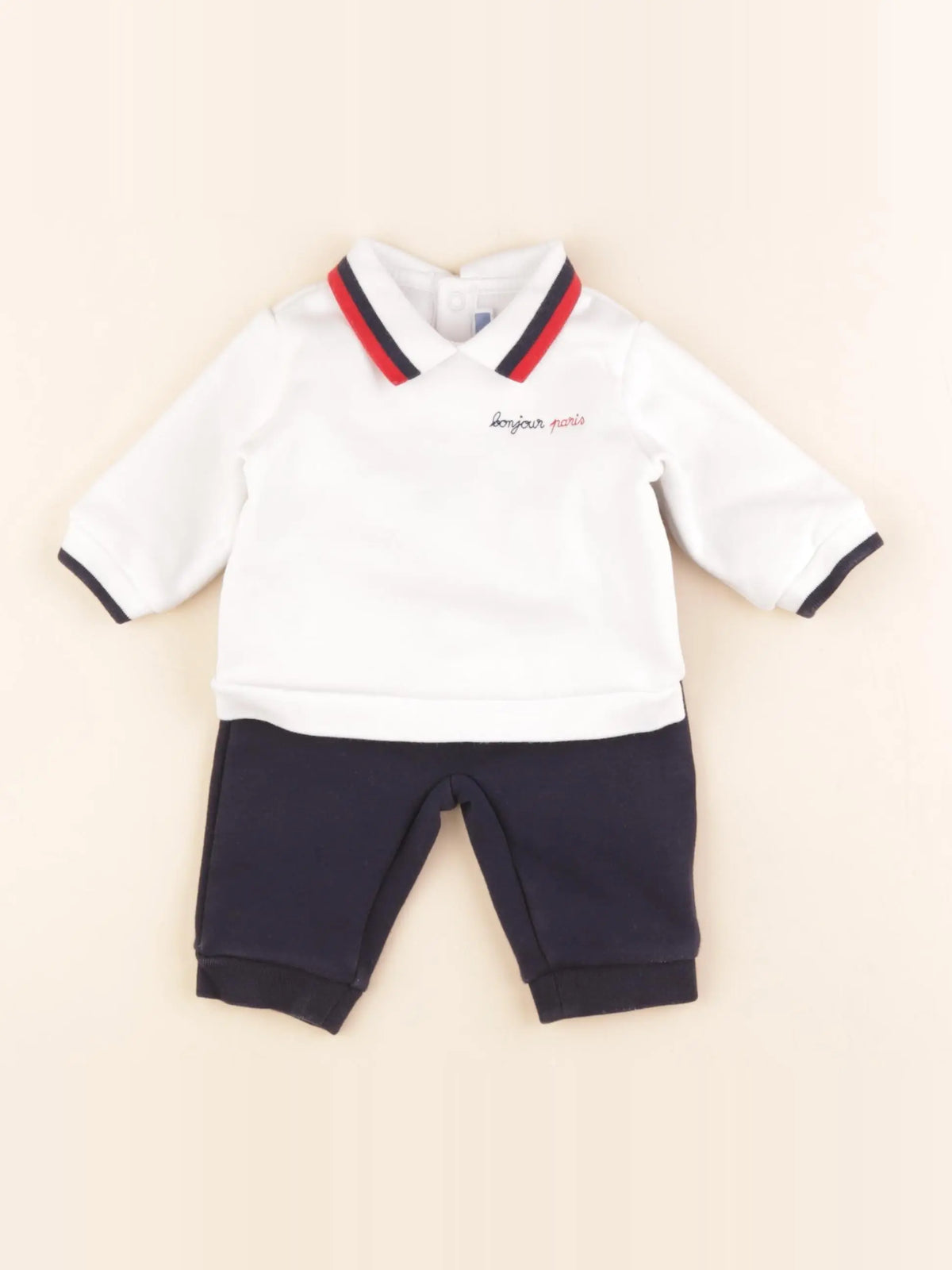Jacadi - ensemble doublé bleu, blanc - 3 mois