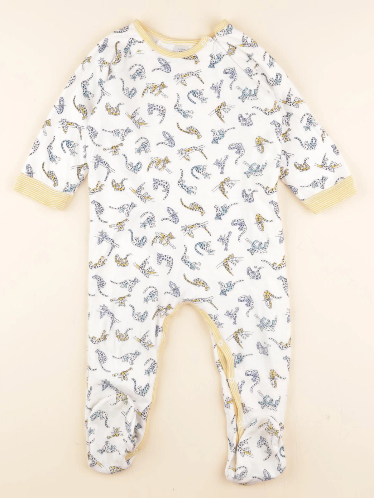 Pyjama coton bleu, jaune
