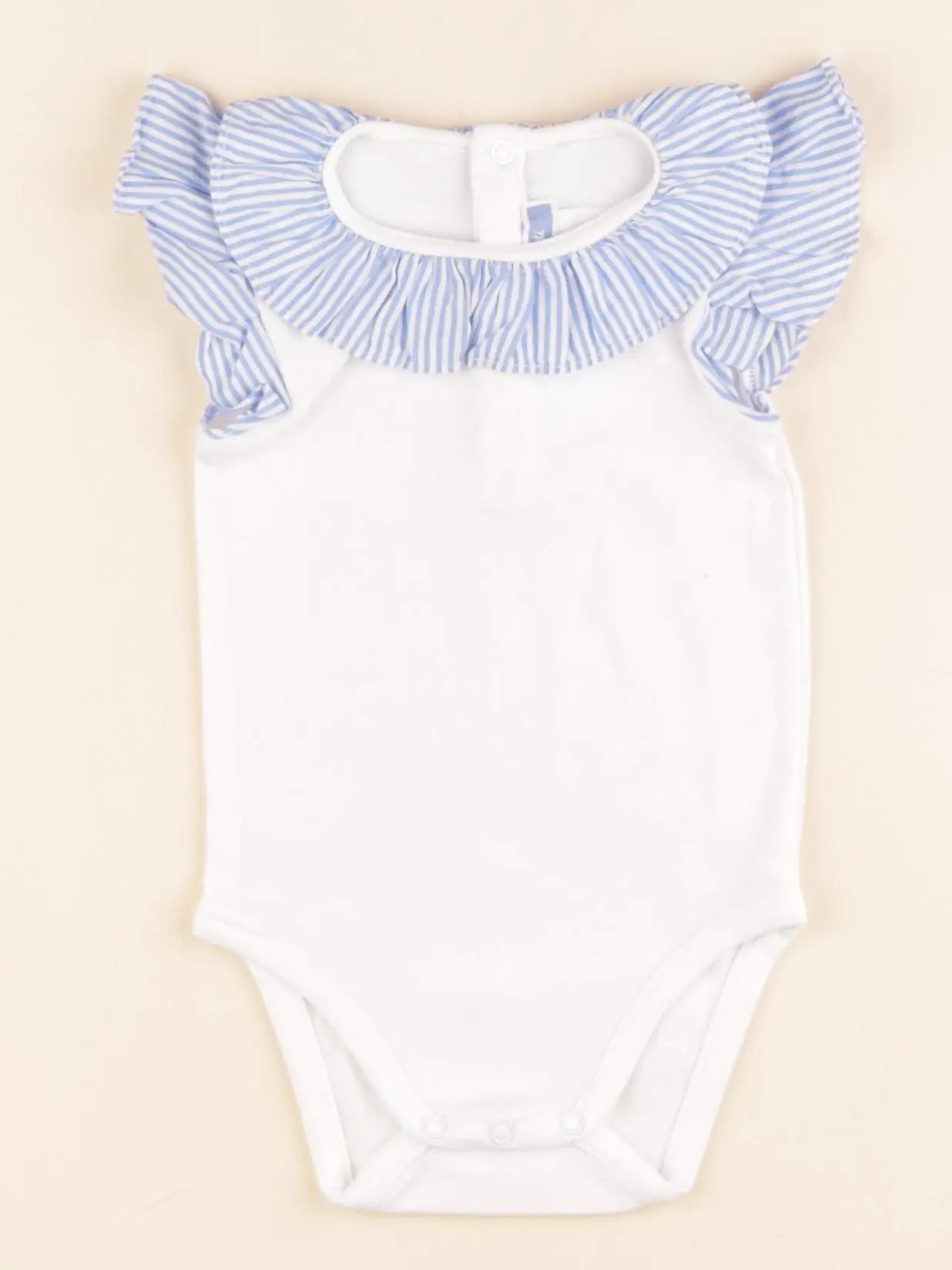 Jacadi - body à col blanc, bleu - 6 mois