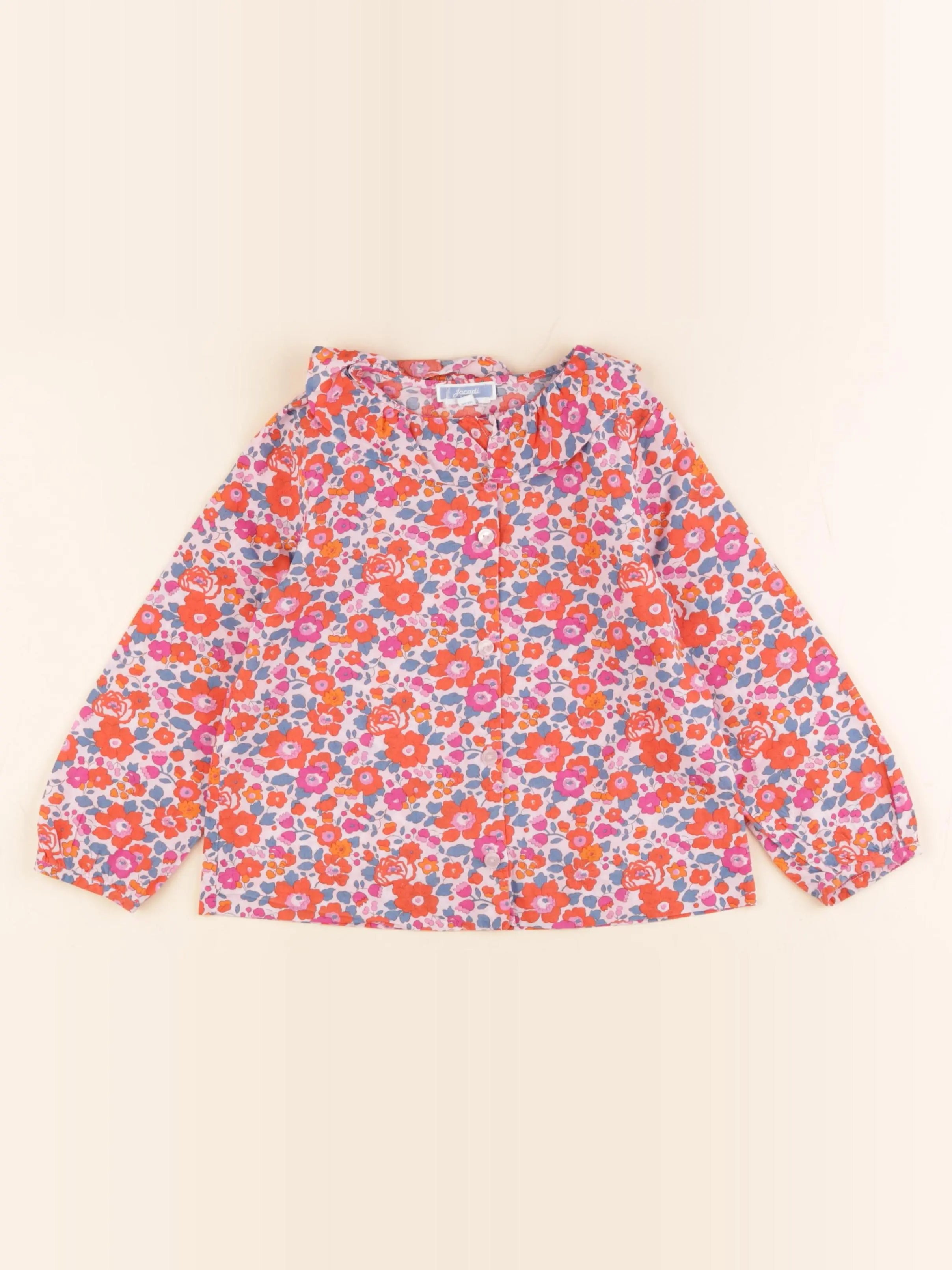 Jacadi - blouse liberty rose, bleu - 4 ans