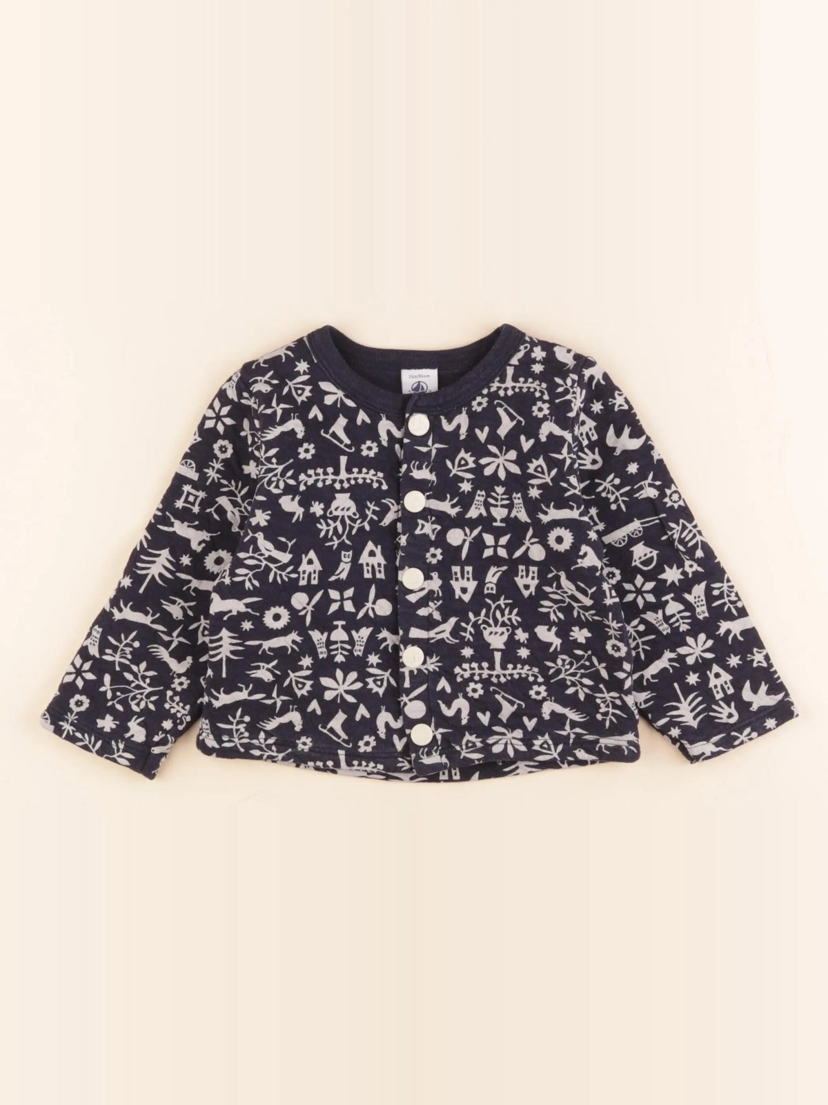 Petit Bateau - sweat blanc, bleu - 24 mois