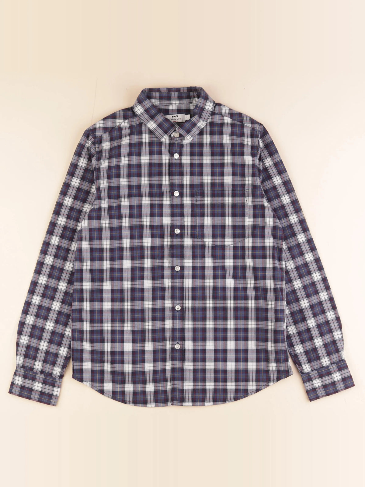 Cyrillus - chemise coton bleu, rouge - 12 ans