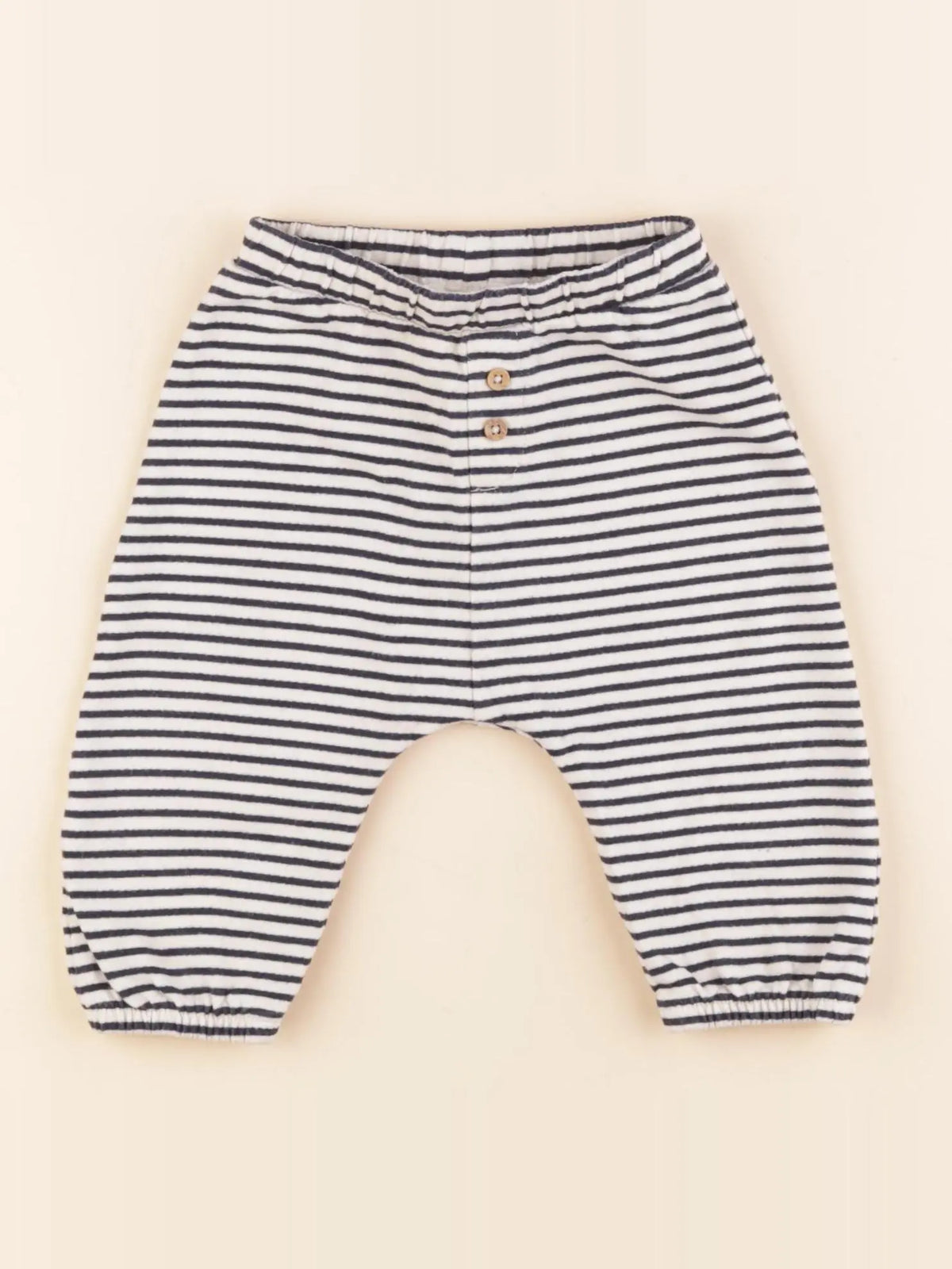Vertbaudet - sarouel beige, bleu - 6 mois