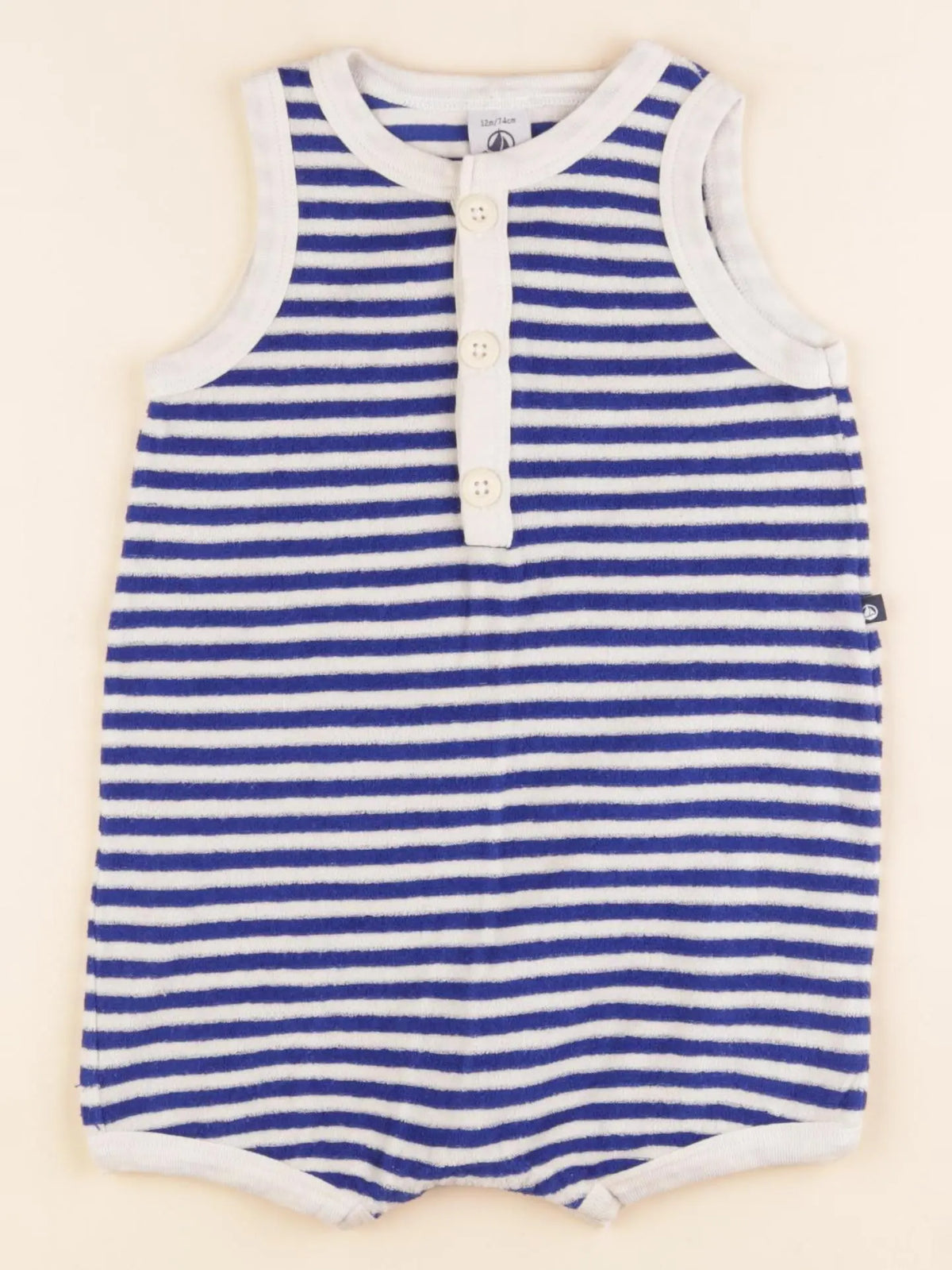 Petit Bateau - combinaison blanc, bleu - 12 mois