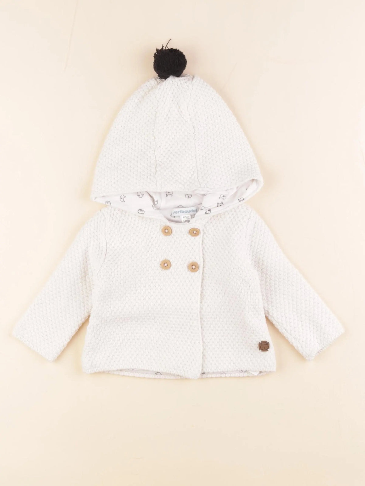 Vertbaudet - gilet beige - 6 mois