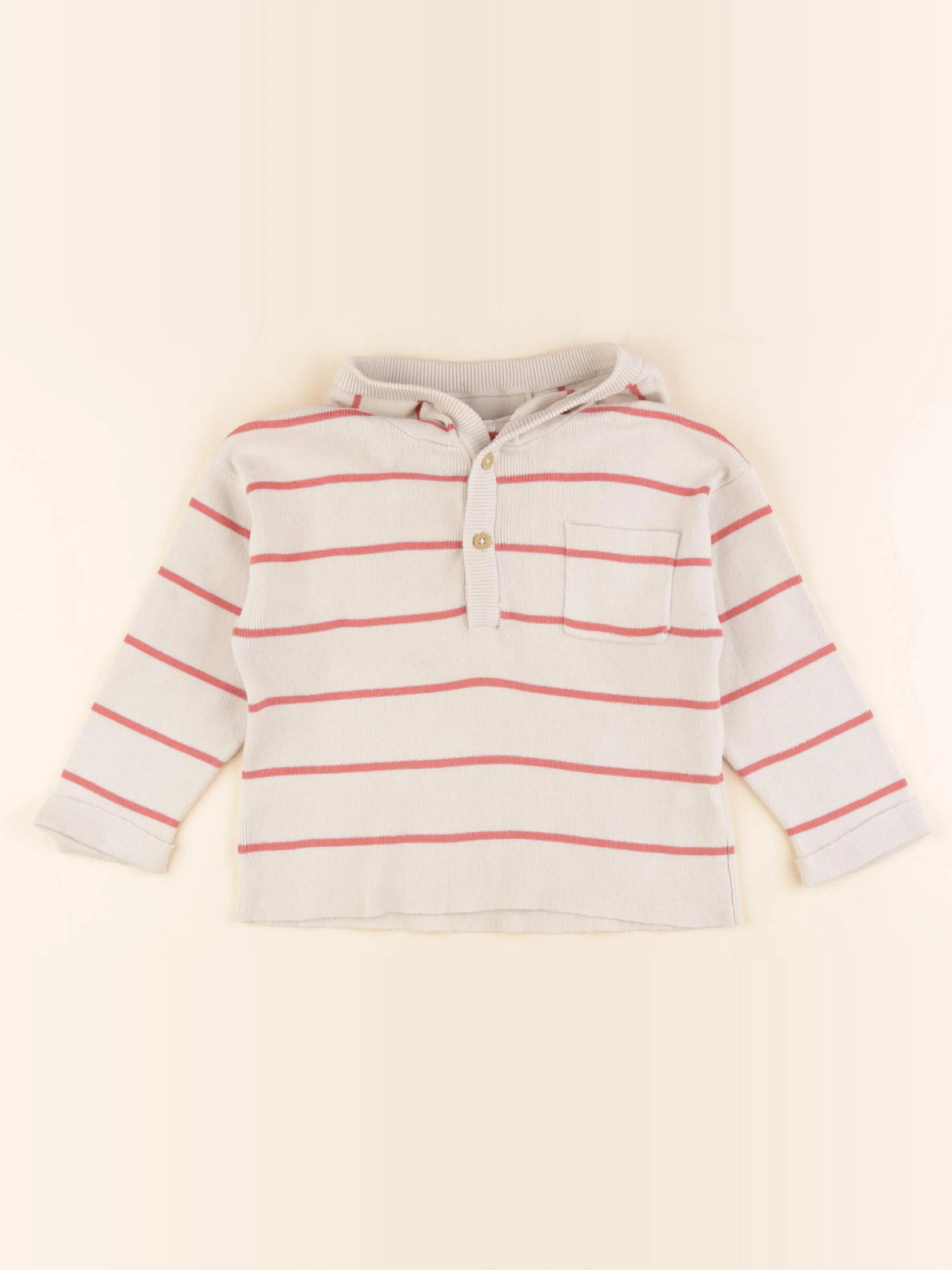 Vertbaudet - sweat beige, rose - 2 ans