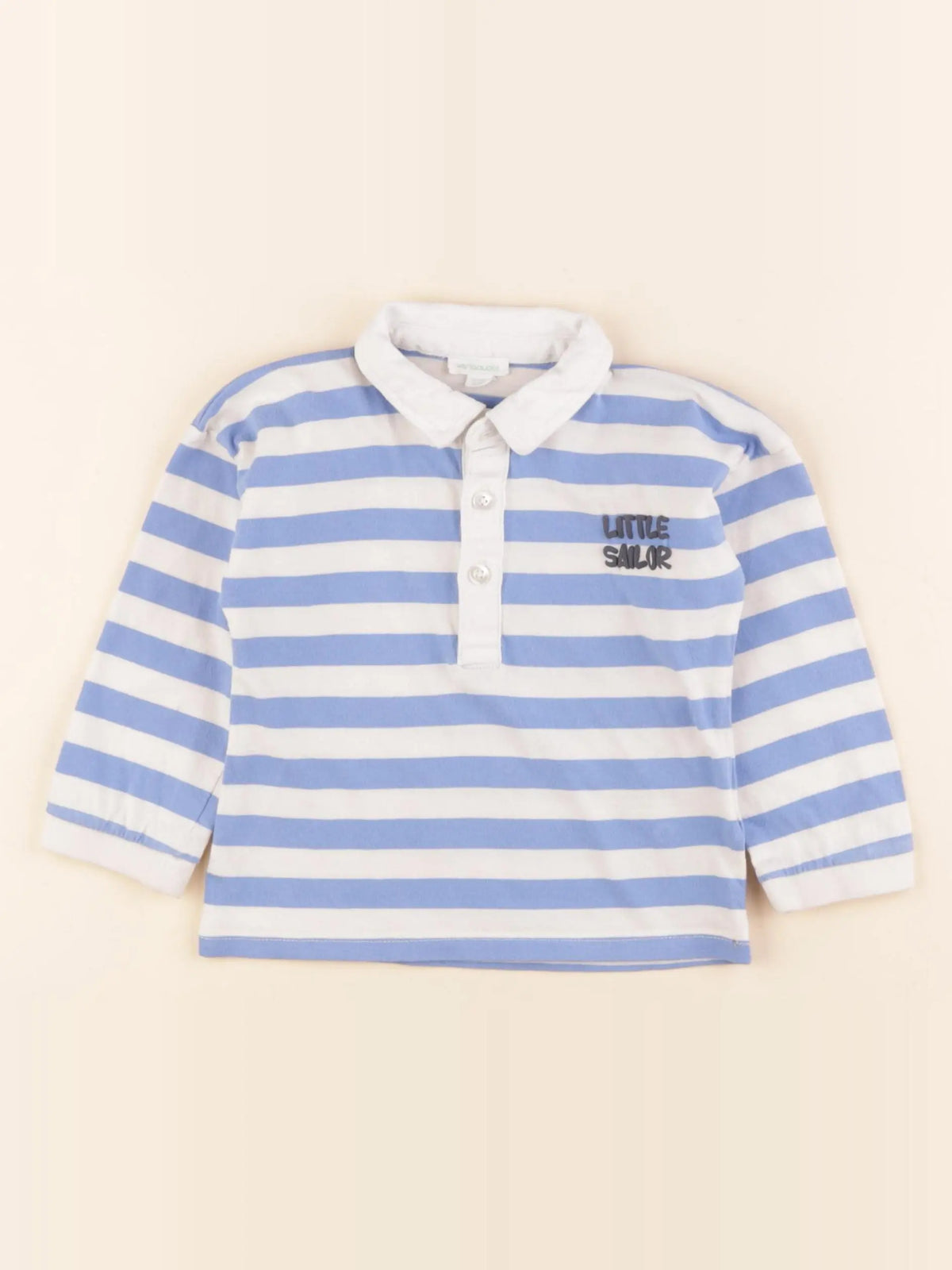 Vertbaudet - polo blanc, bleu - 24 mois