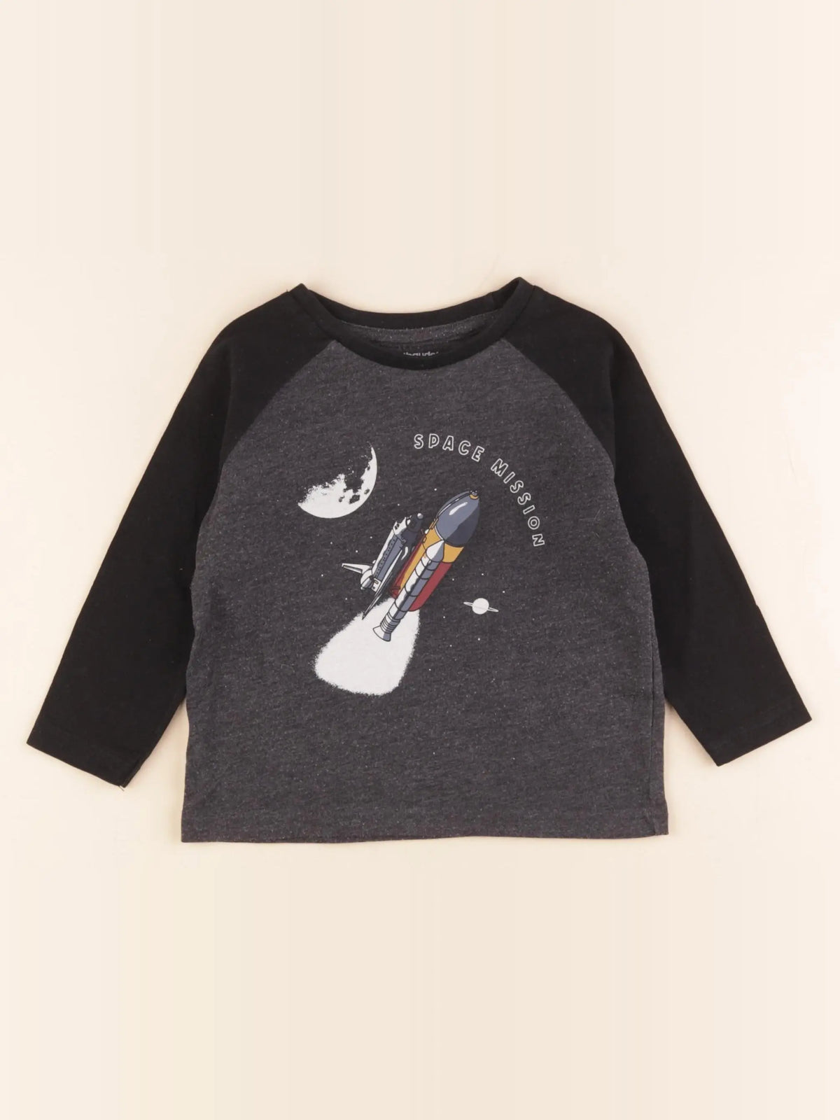 Vertbaudet - tee-shirt gris, noir - 2 ans
