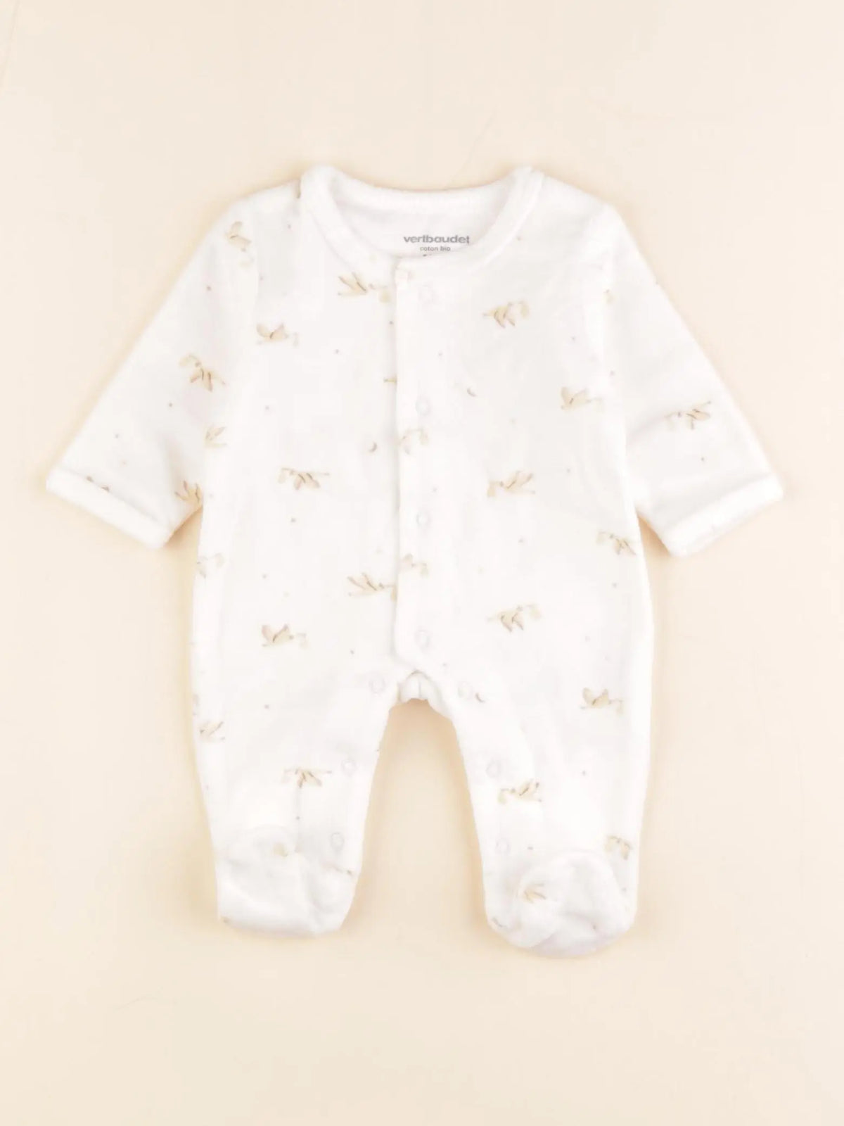Vertbaudet - pyjama velours blanc - 0 mois