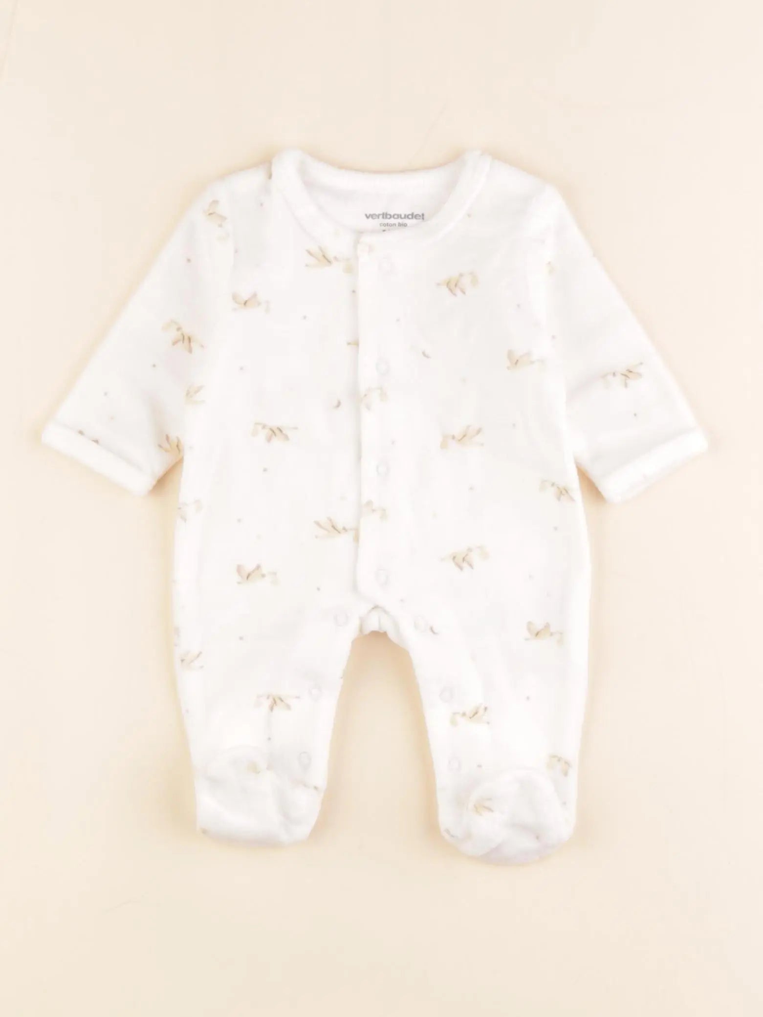 Vertbaudet - pyjama velours blanc - 0 mois