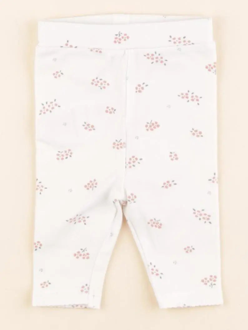 Vertbaudet - legging rose, blanc - 1 mois