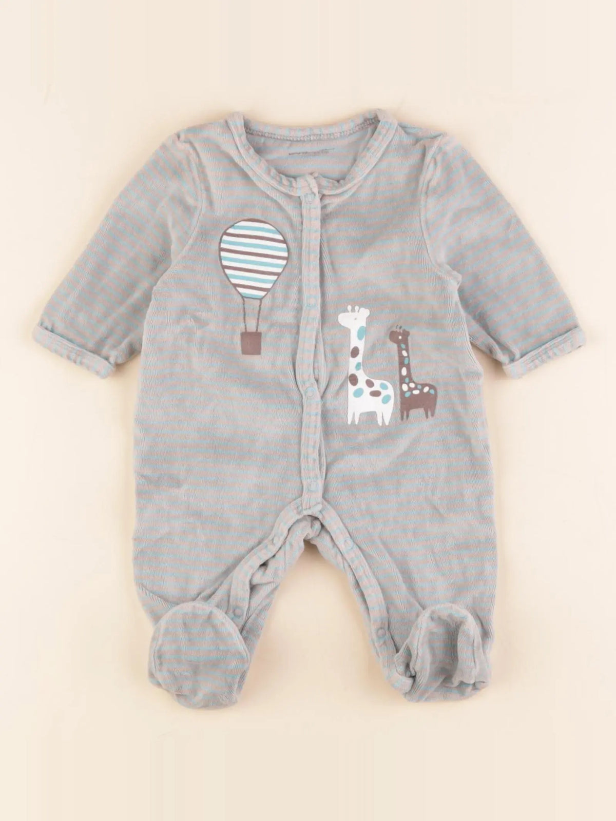 Vertbaudet - pyjama velours bleu, gris - 1 mois