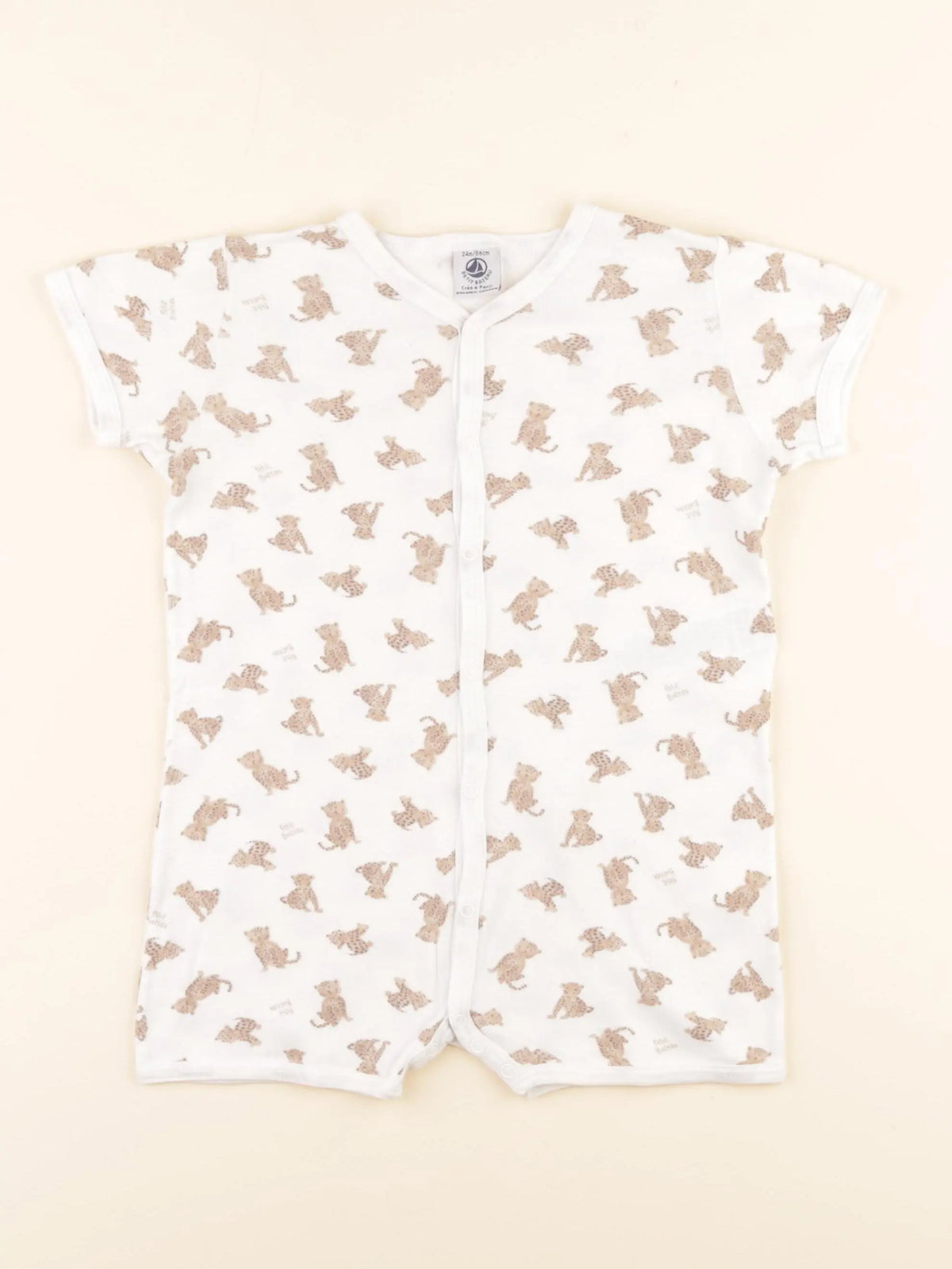 Pyjama coton blanc, marron